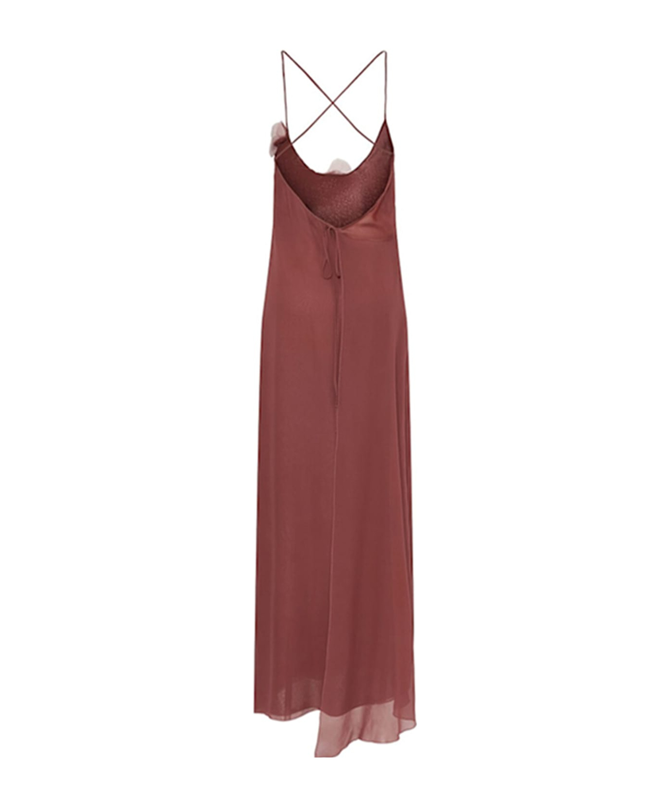 Blumarine Brick Crepe Dress In Red