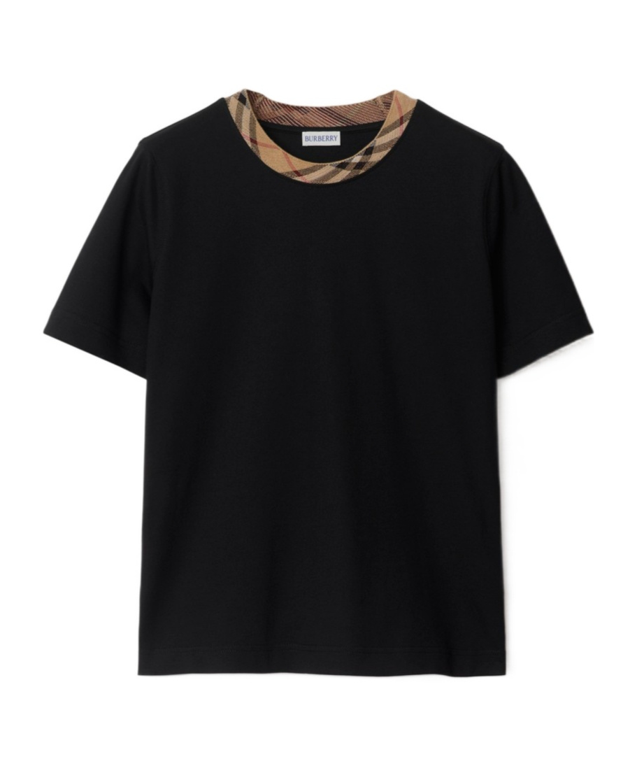 Burberry Check Trim Cotton T-shirt