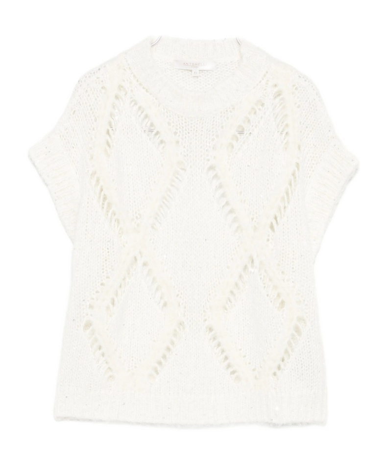 Antonelli Diamond Pattern Knitted Sweater In White