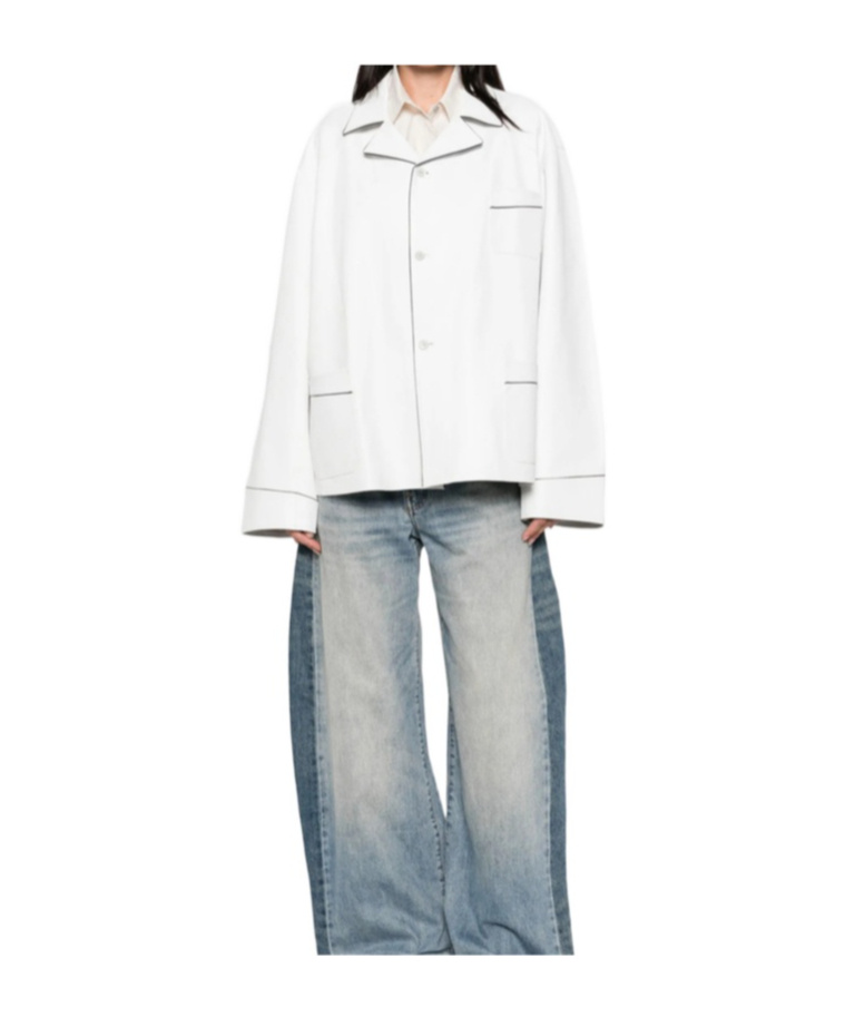 Prada Lapel Long Sleeve Shirt In White