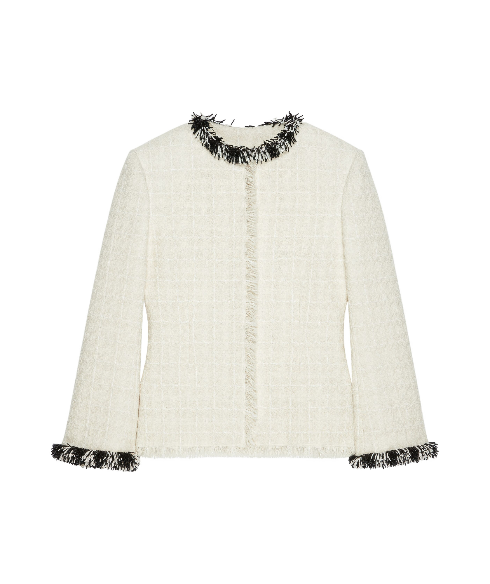 Givenchy Tweed Short Jacket With Beaded Trim In White