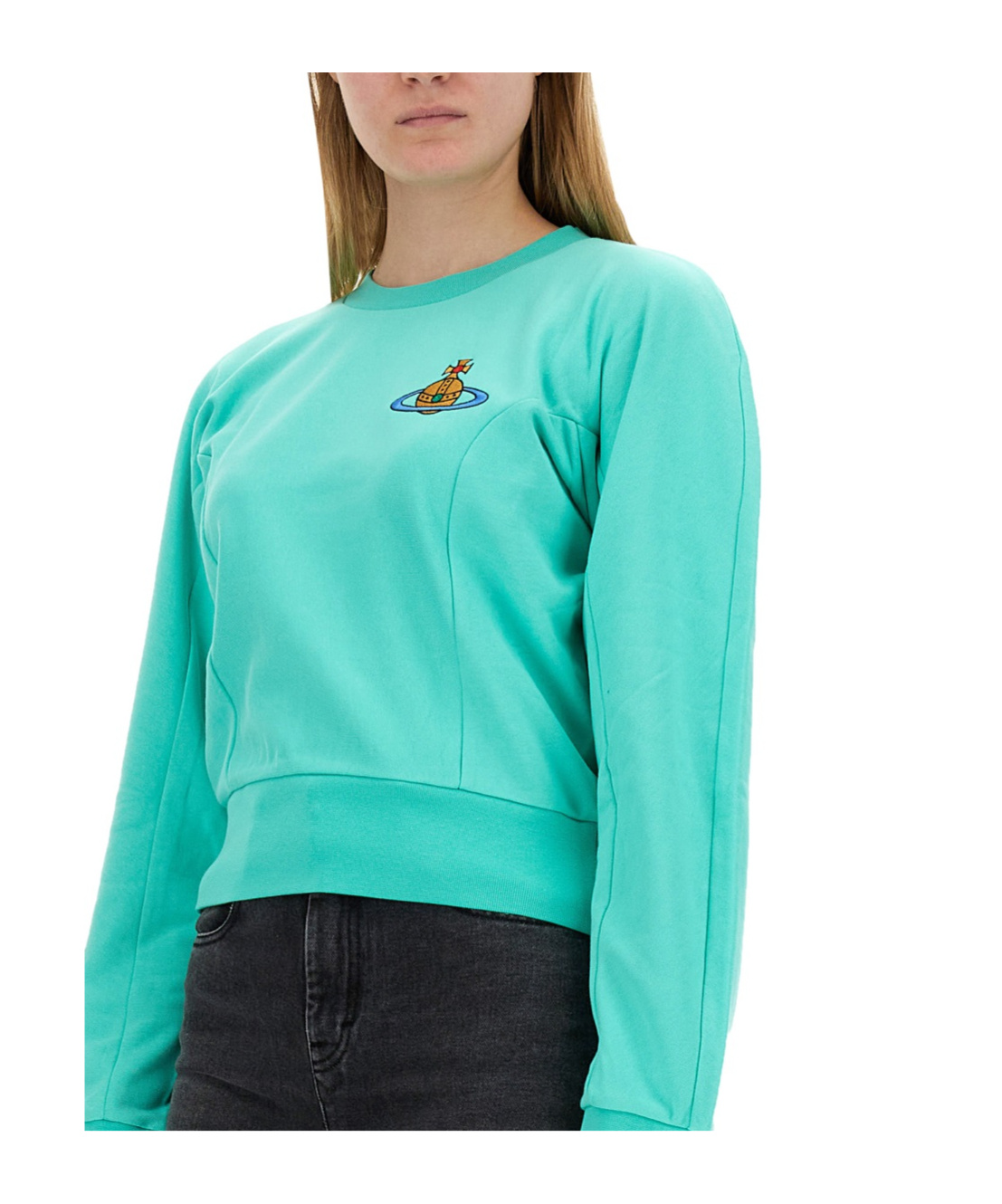 Vivienne Westwood Orb-embroidered Cotton Sweatshirt In Green