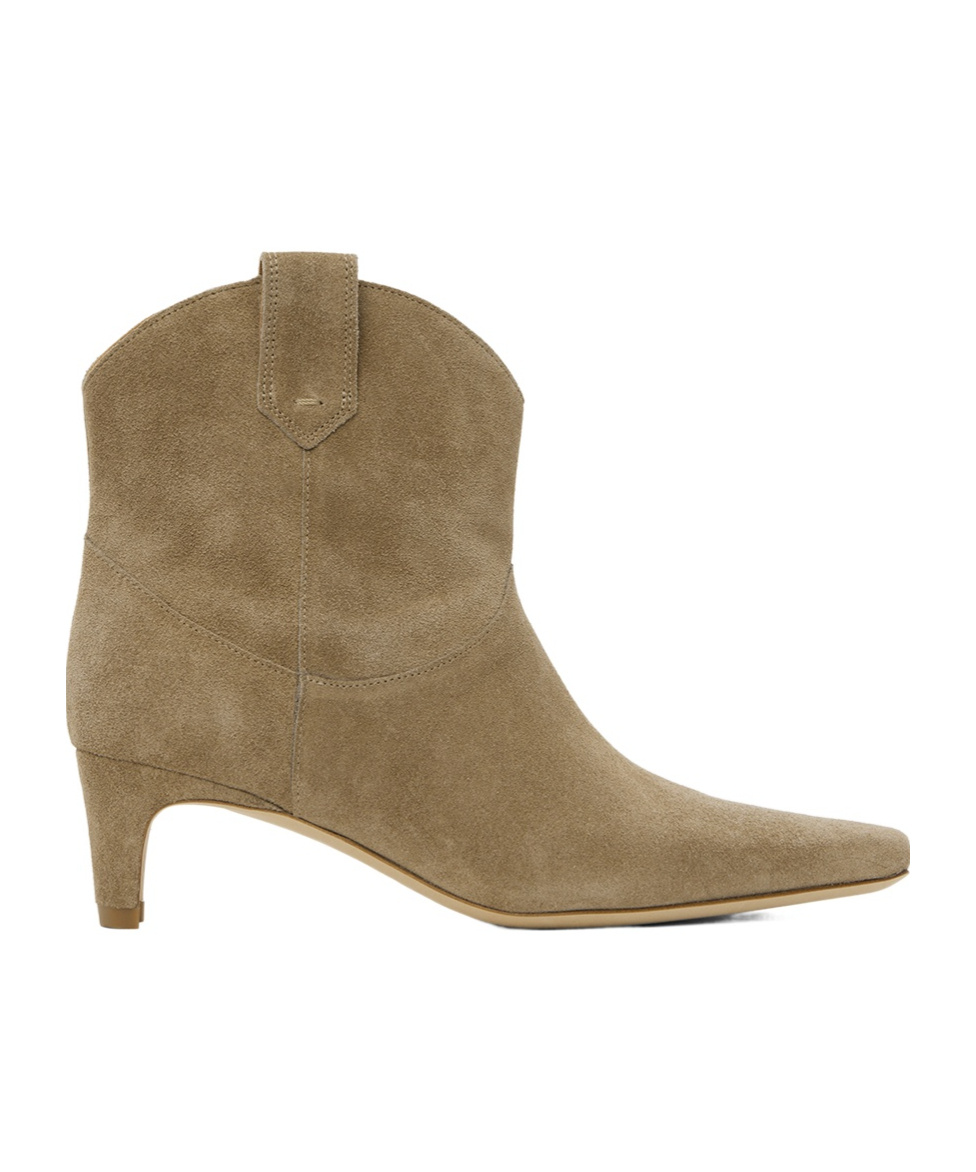 Staud Taupe Western Wally Ankle Boots In Brown