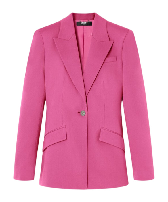 Versace Wool Single-breasted Dv Blazer In Pink
