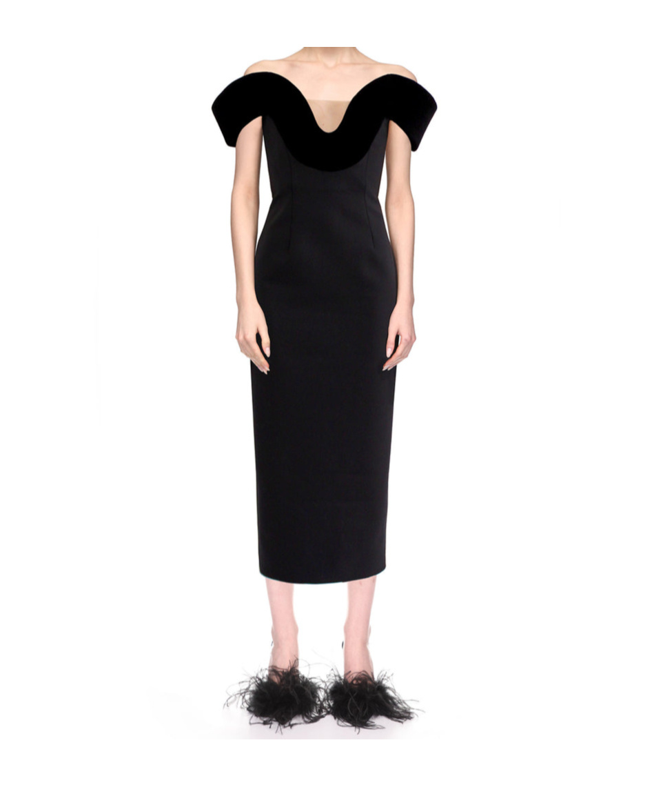 David Koma Strapless Mid-length Dress In Black