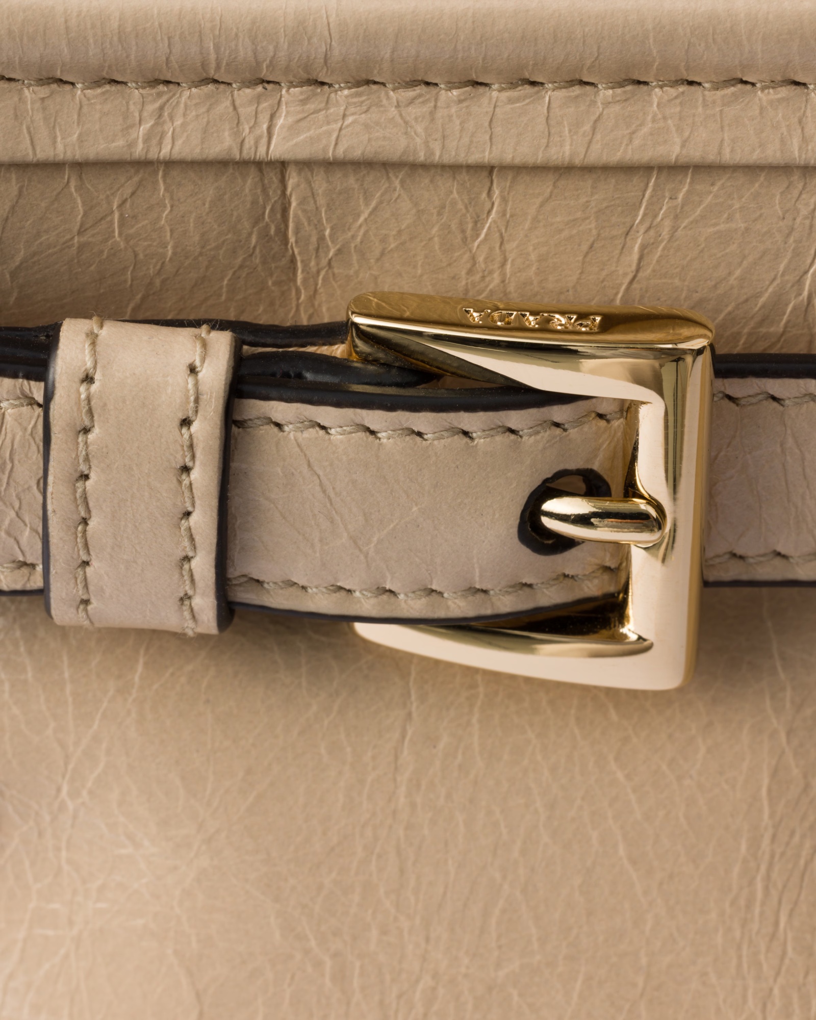 Prada Large Leather Handbag In Travertine
