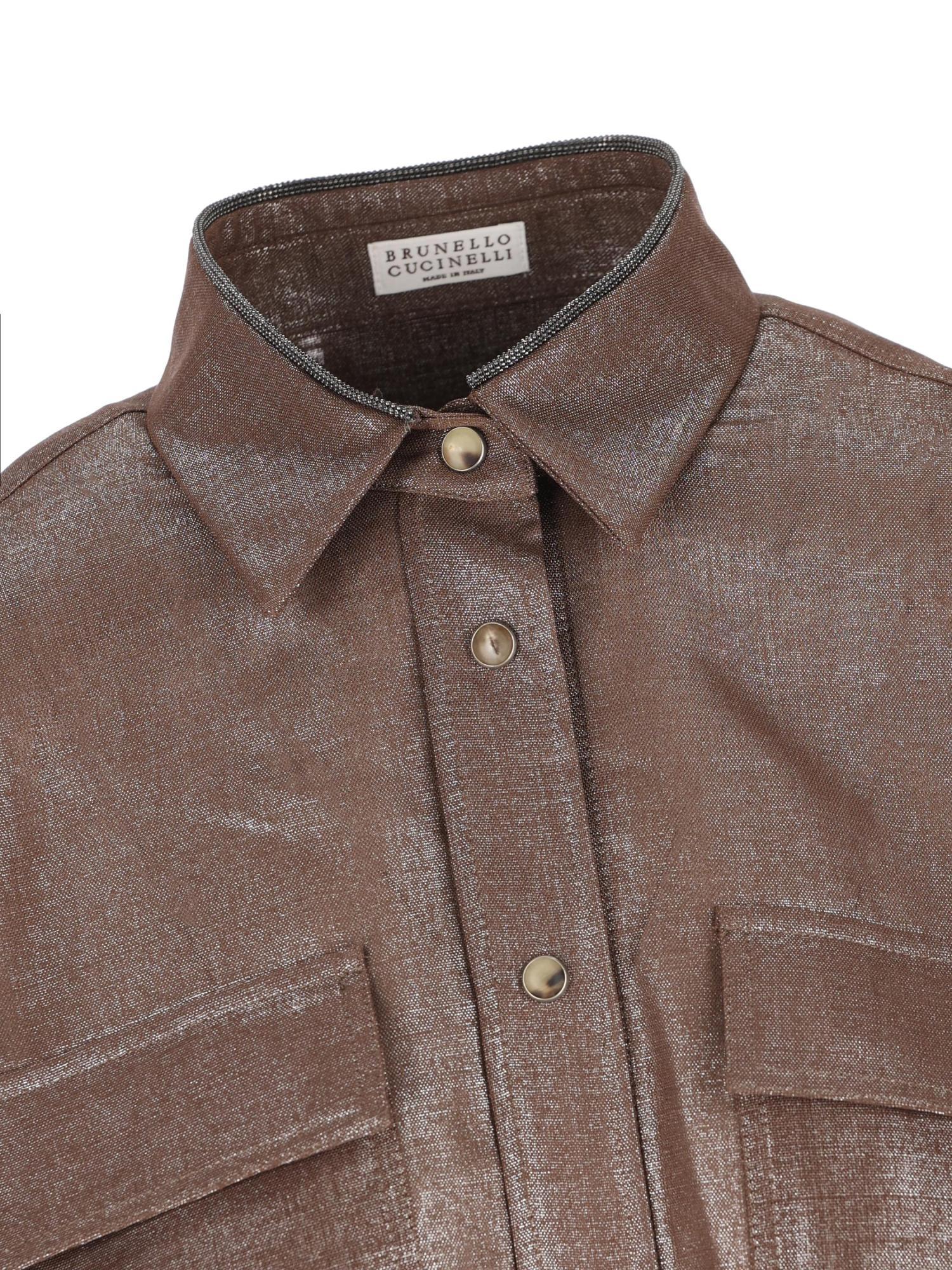 Brunello Cucinelli Metallic Double-pocket Blouse In Multi