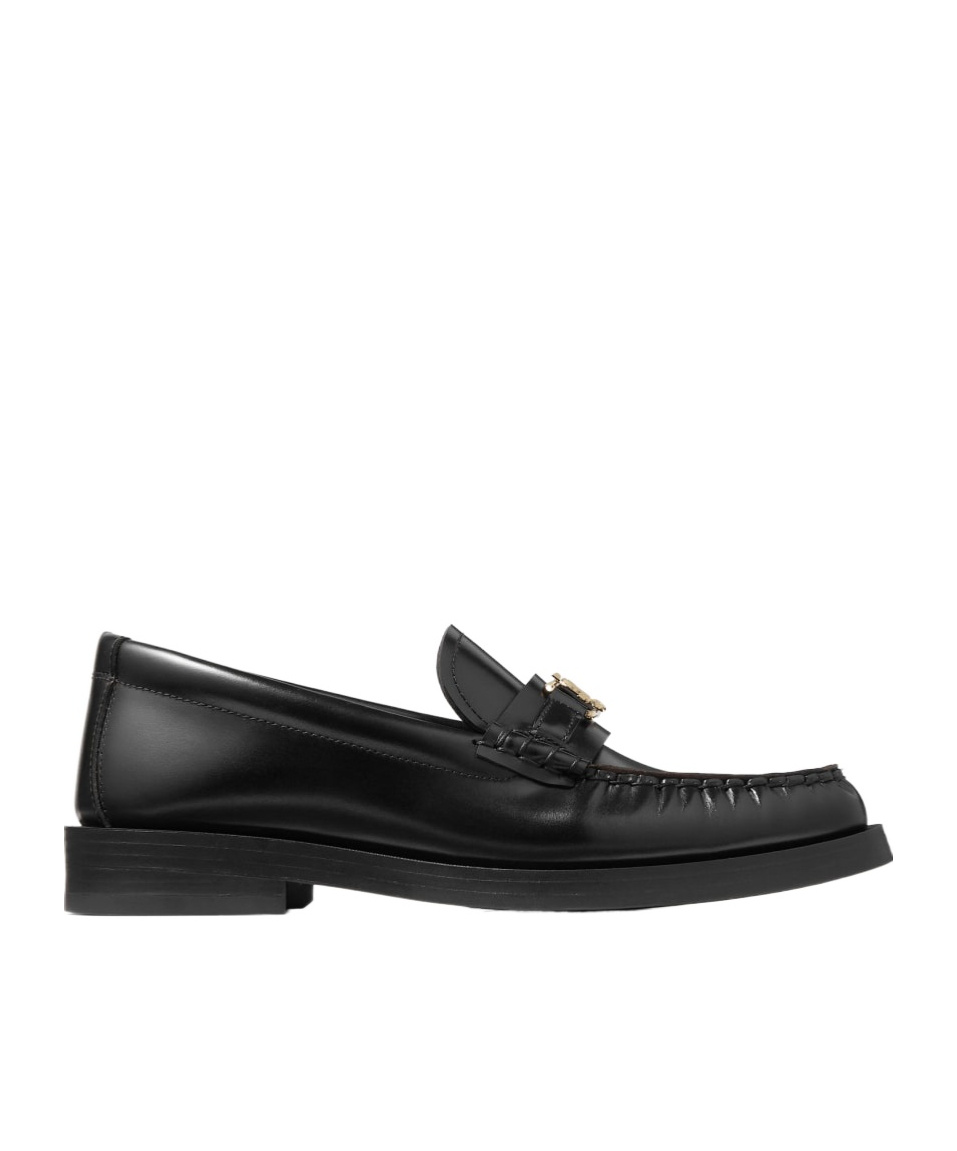 Jimmy Choo Addie Logo-plaque Leather Loafers In Black