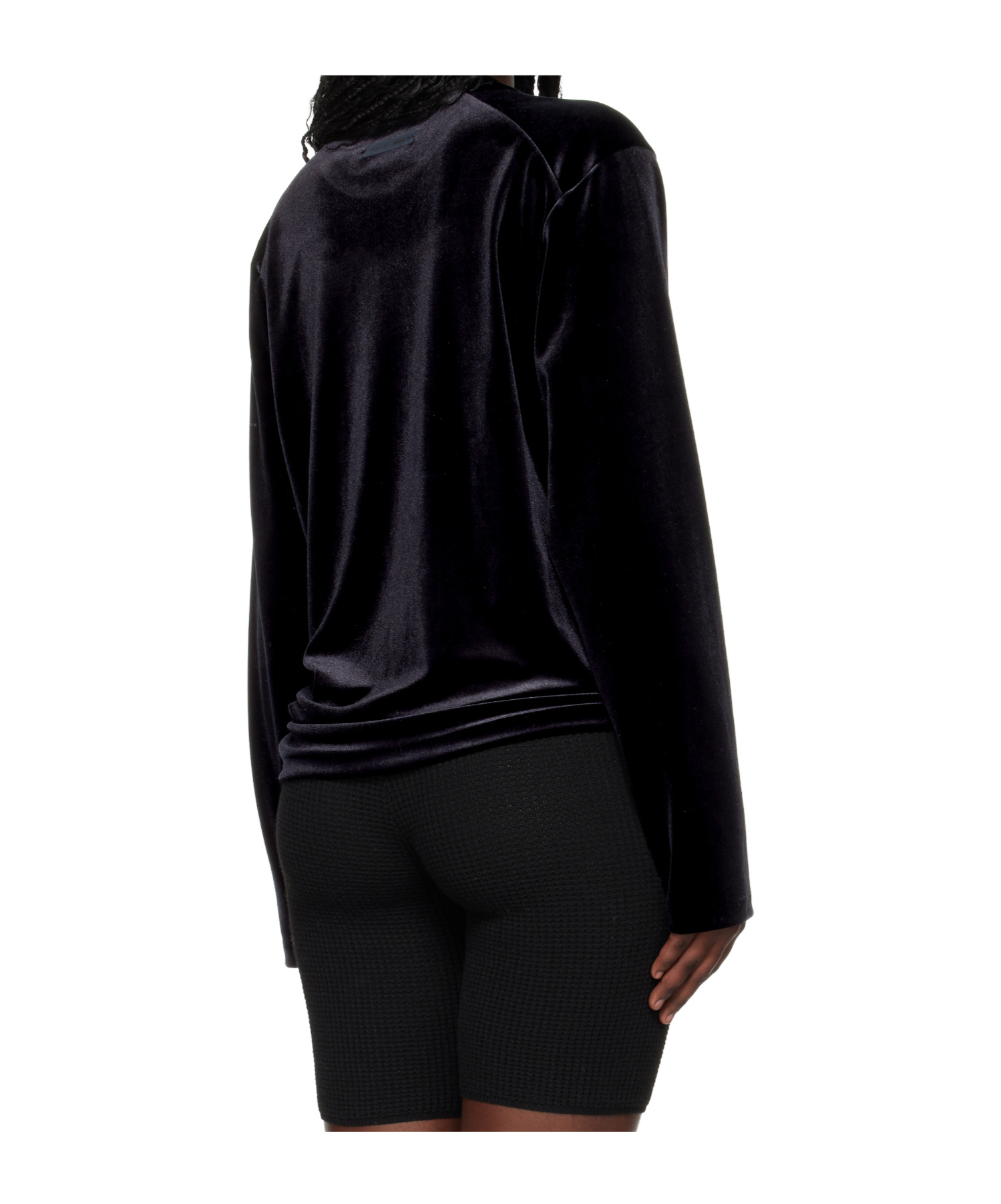 Essentials Womens Velour Classic Long Sleeve Tee In Black
