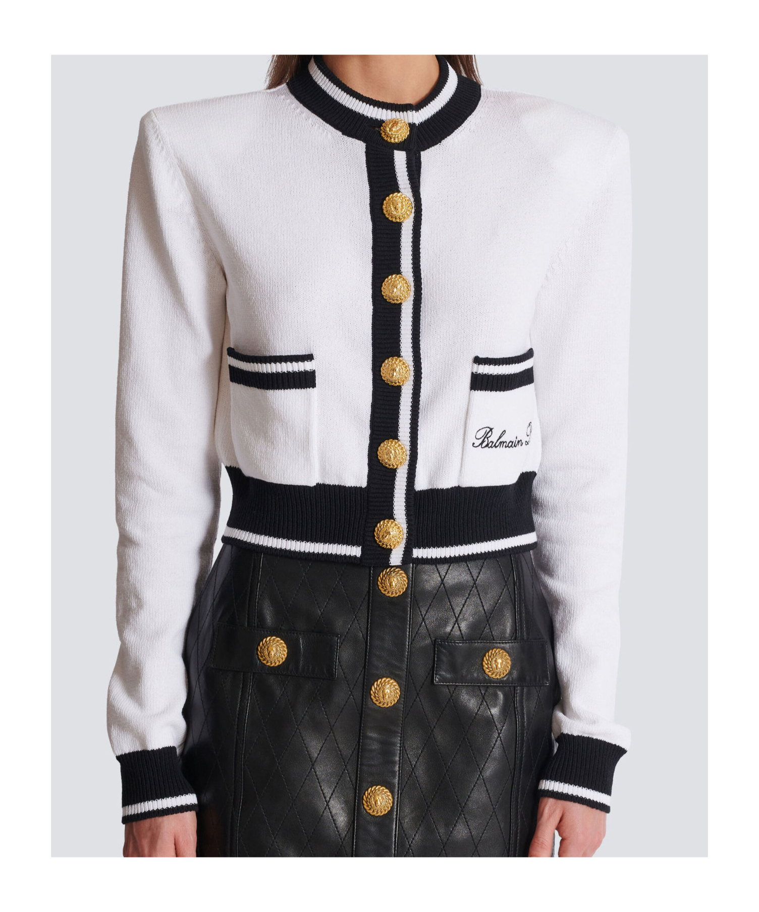 Balmain Signature Logo-embroidered Cardigan In White