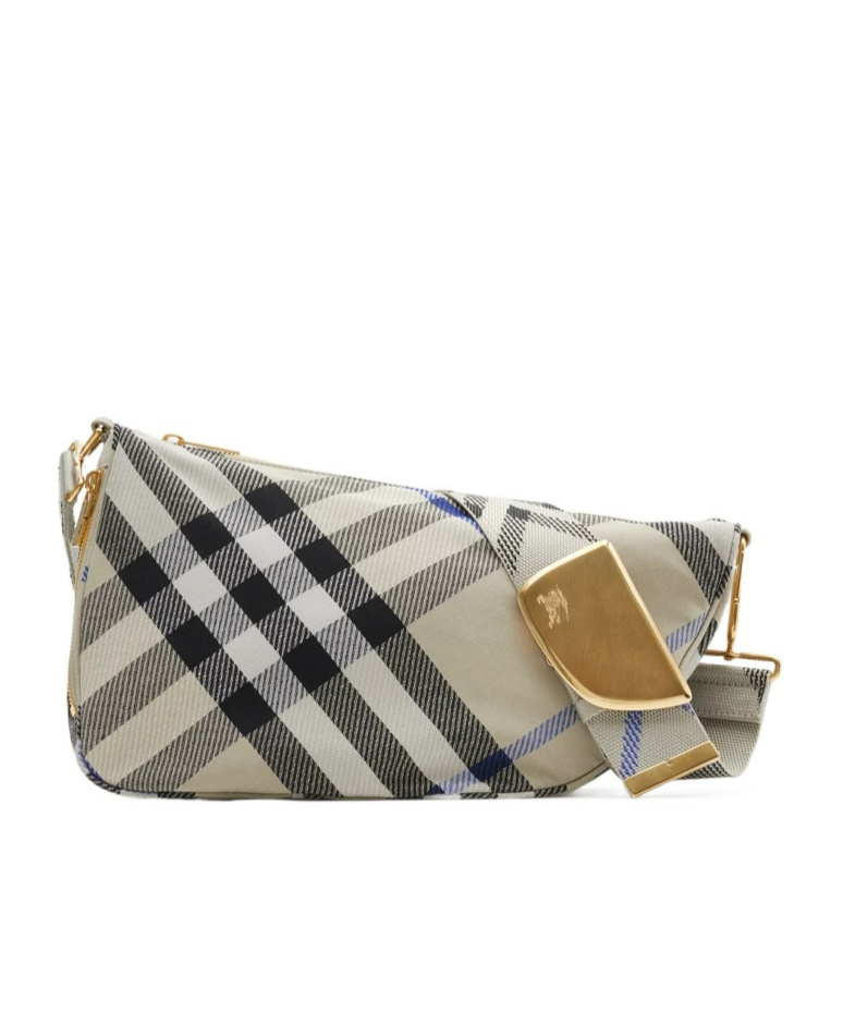 BURBERRY MEDIUM SHIELD CHECKERED SHOULDER BAG