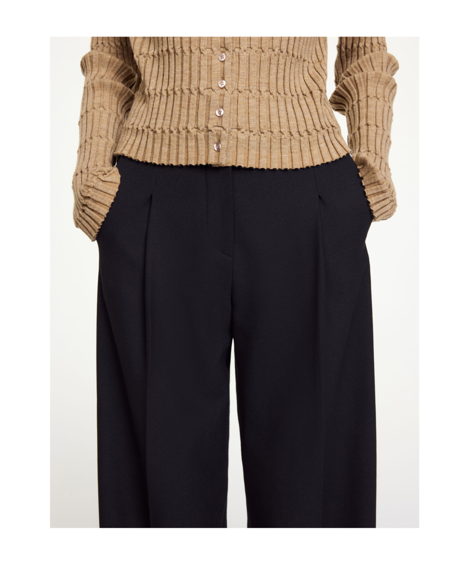 By Malene Birger High-waisted Wide-leg Casual Pants In Black