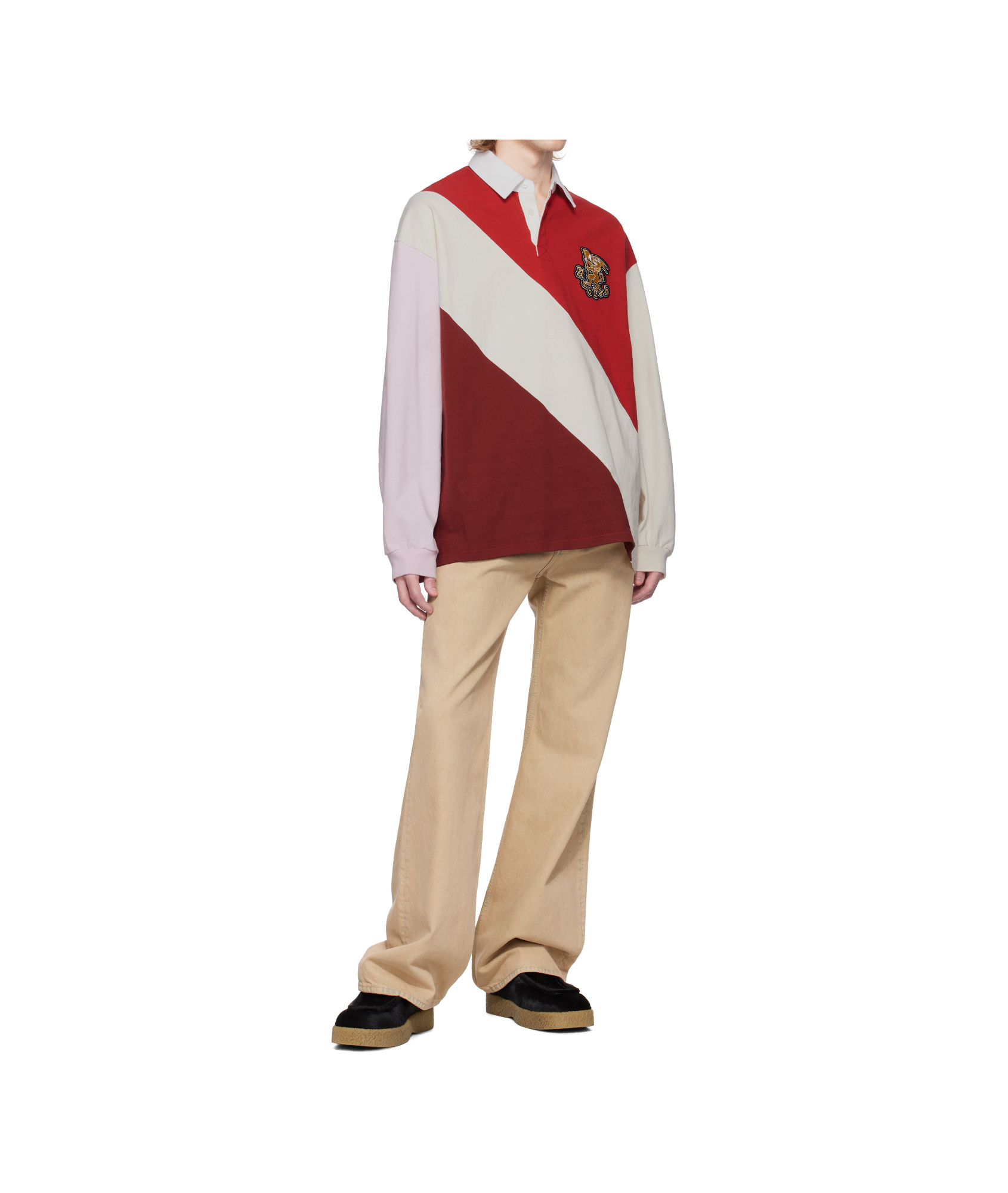 Ambush Multicolor Panelled Rugger Polo In Red