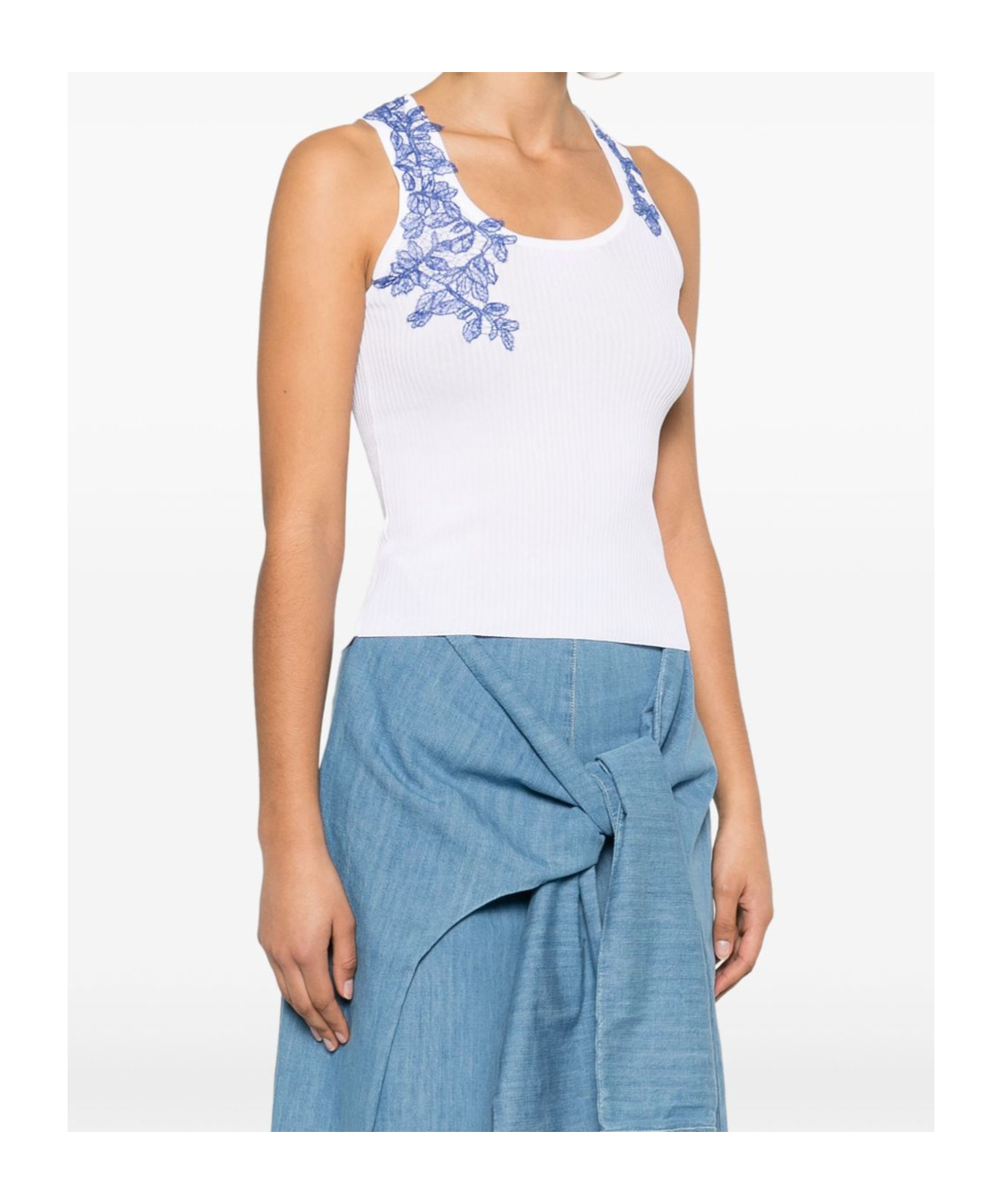 Ermanno Firenze Lace-detail Tank Top