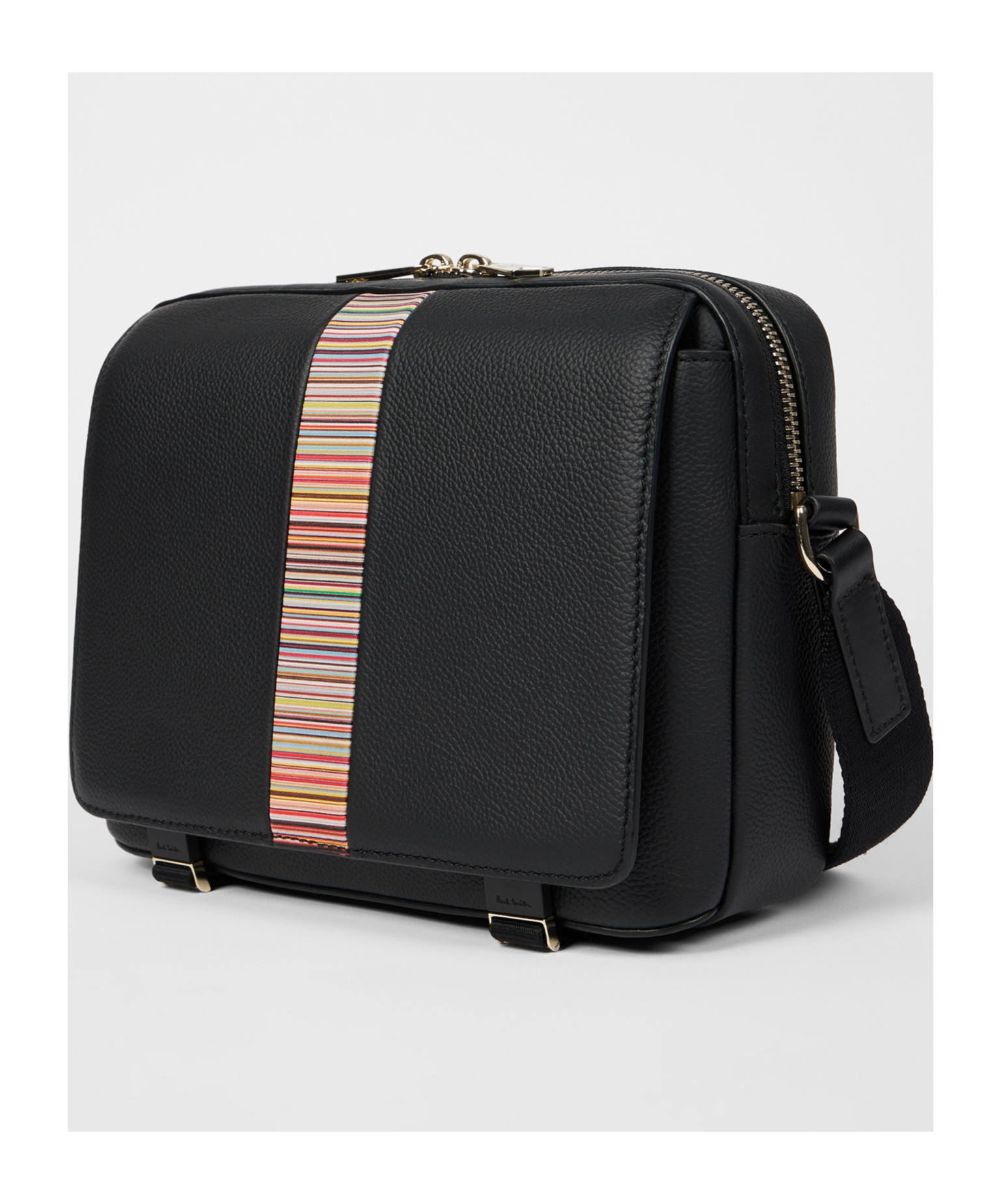 Paul Smith Signature Stripe Trim Messenger Bag In Black