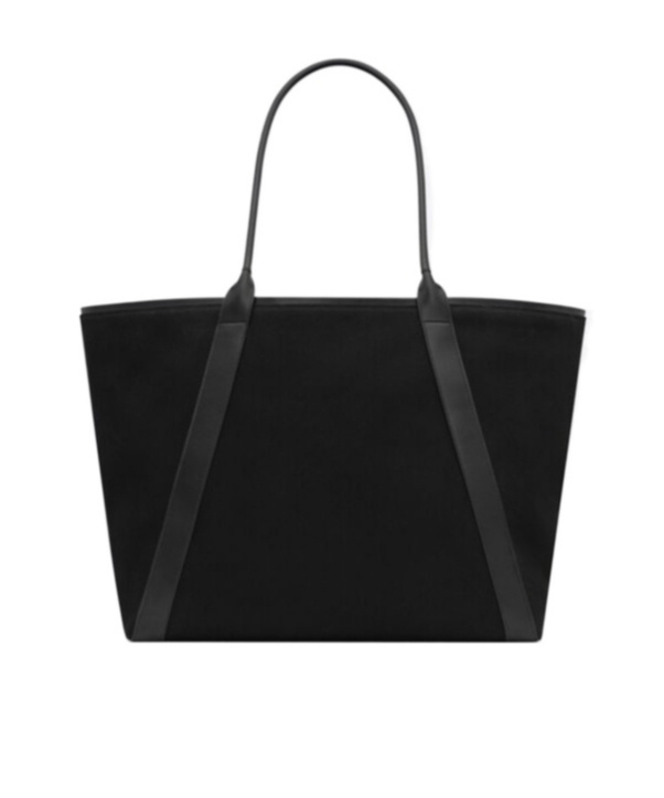 Saint Laurent Rive Gauche Logo Embroidered Tote Bag In Black