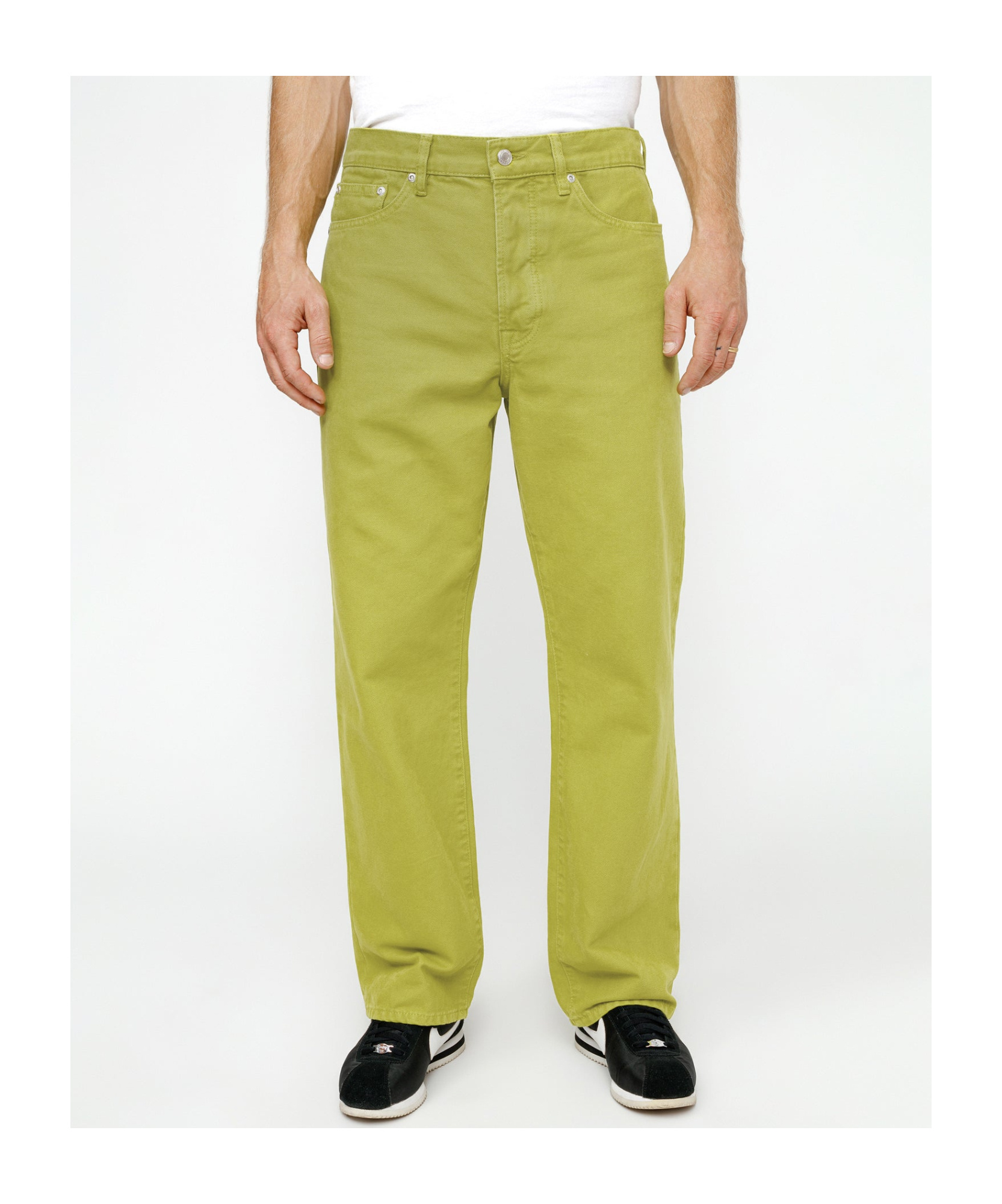 Stussy Straight Leg Canvas Trousers With Rivets In Green
