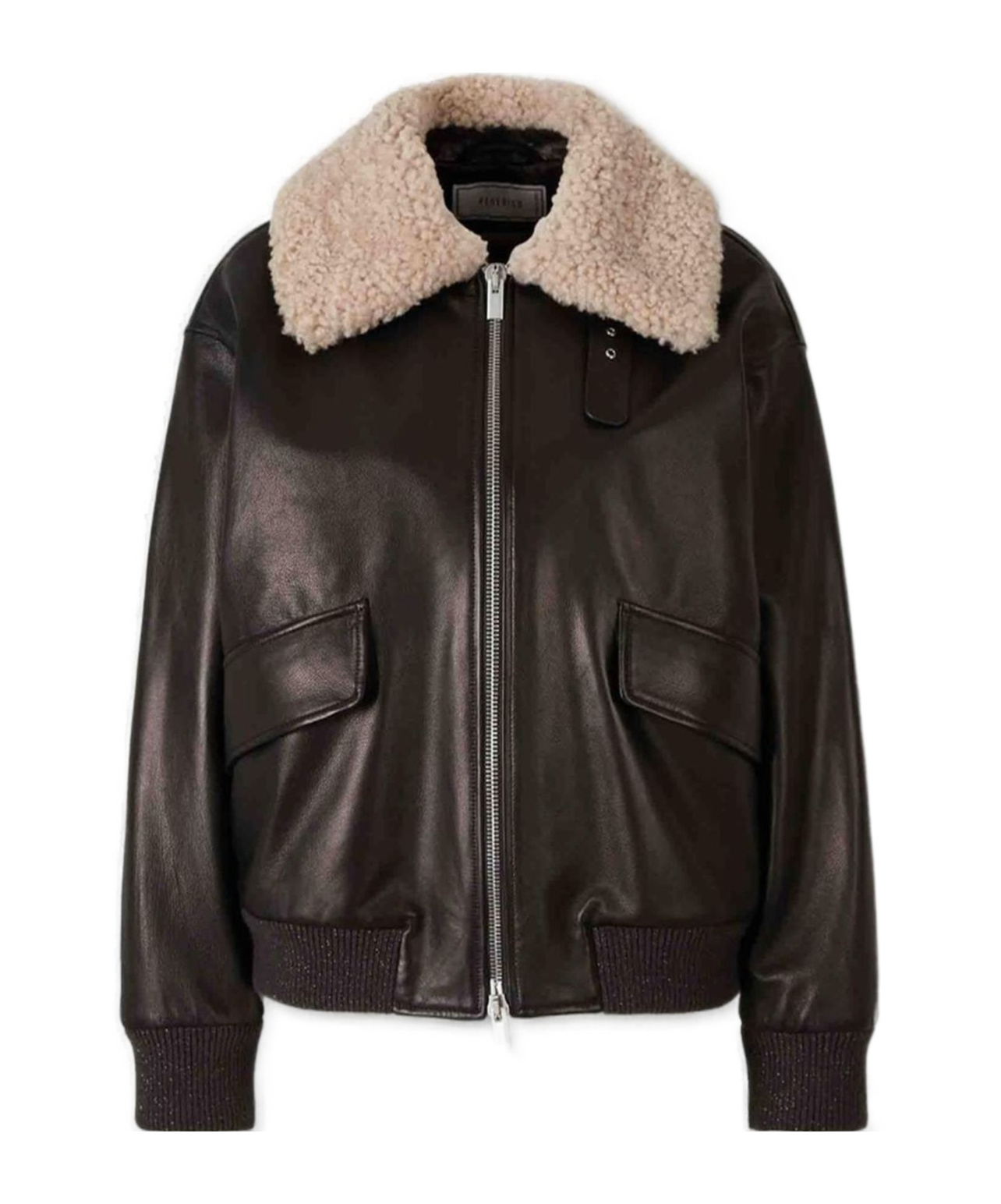 Peserico Shearling-collar Bomber Jacket In Black