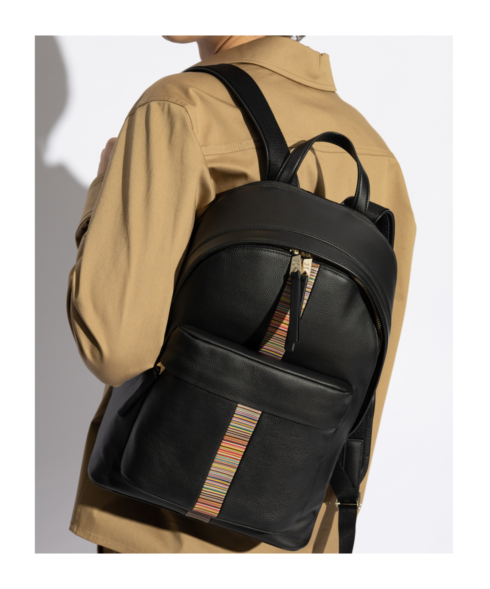 Paul Smith Backpack Striped Detail Adjustable Straps In Black