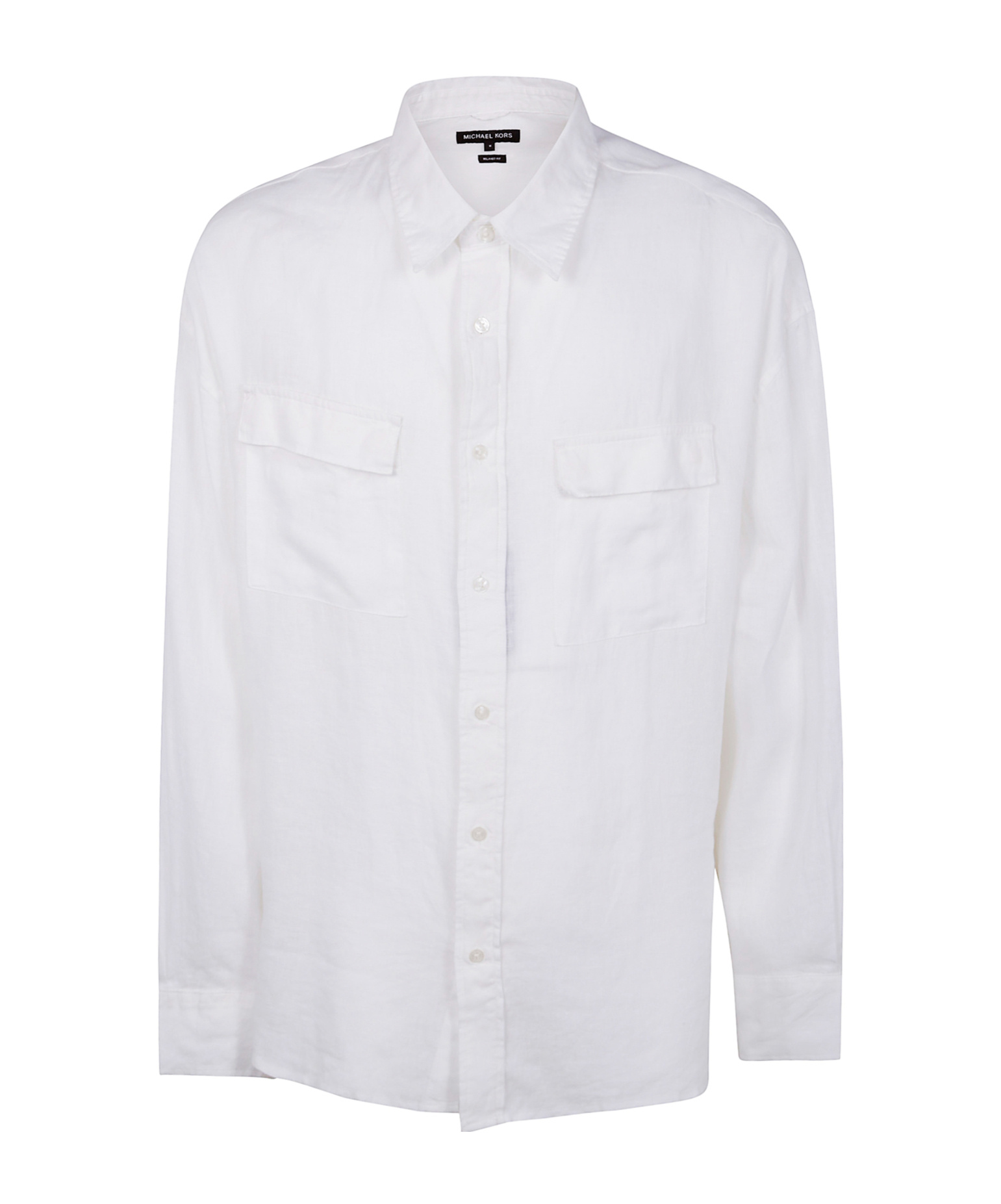Michael Kors Long Sleeves Linen 2 Pockets Over Shirt In White