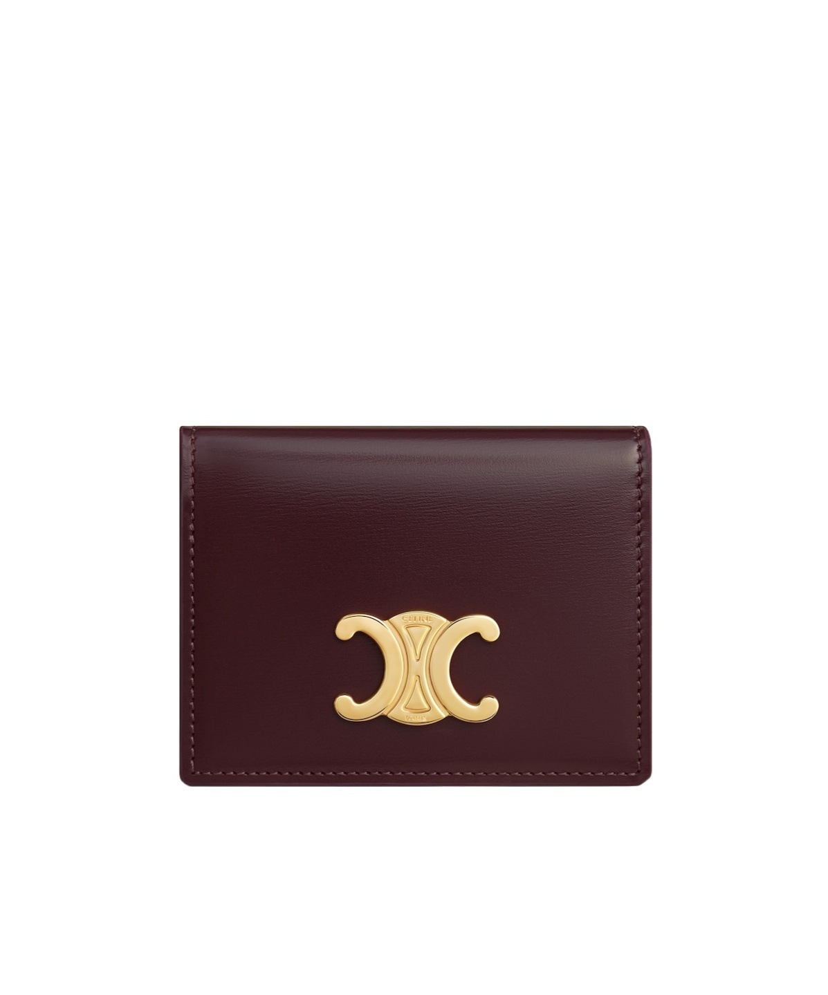 Celine Bi-fold Card Holder In Shiny Calfskin In Brown