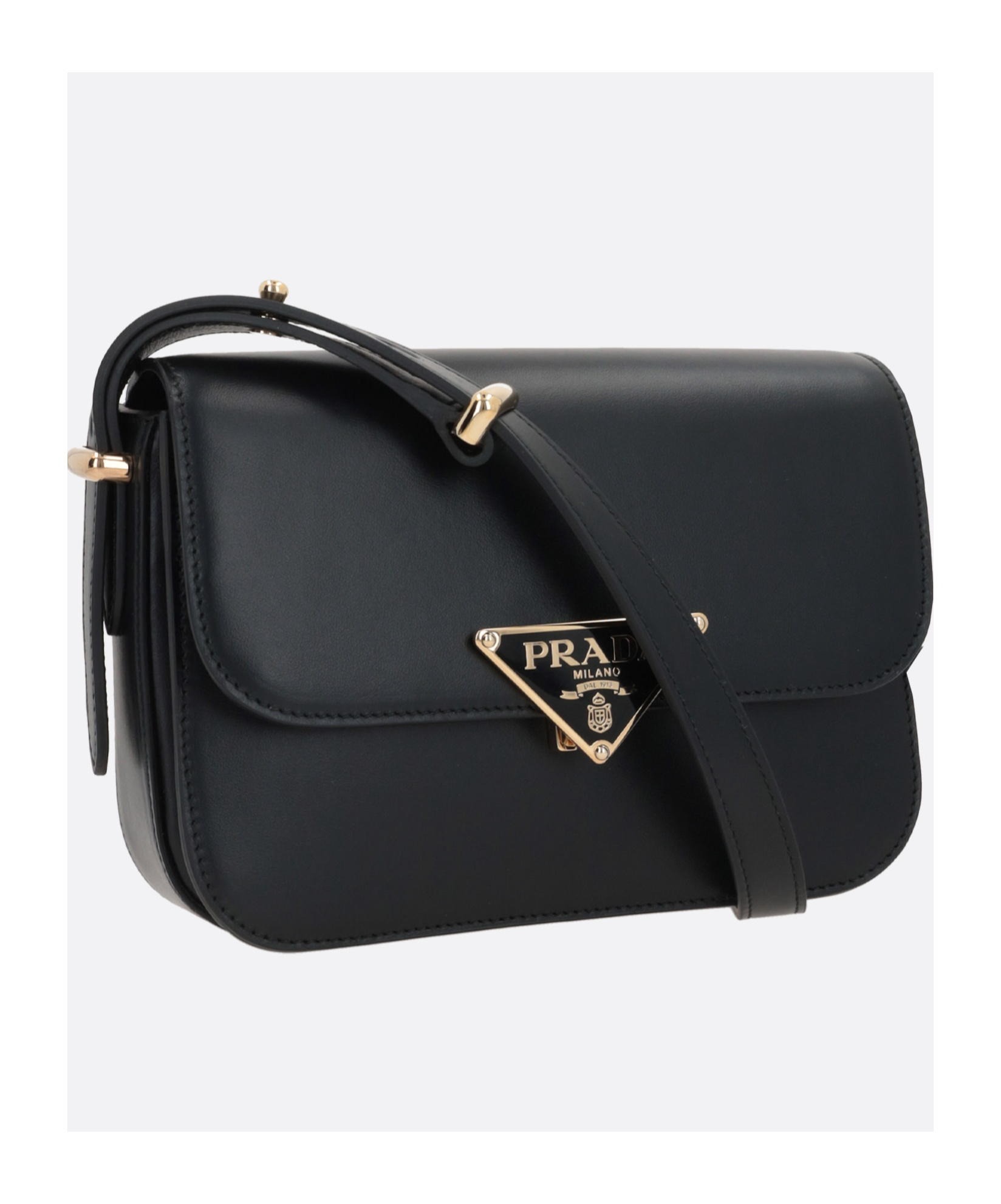 Prada Black Leather Crossbody Bag In Black