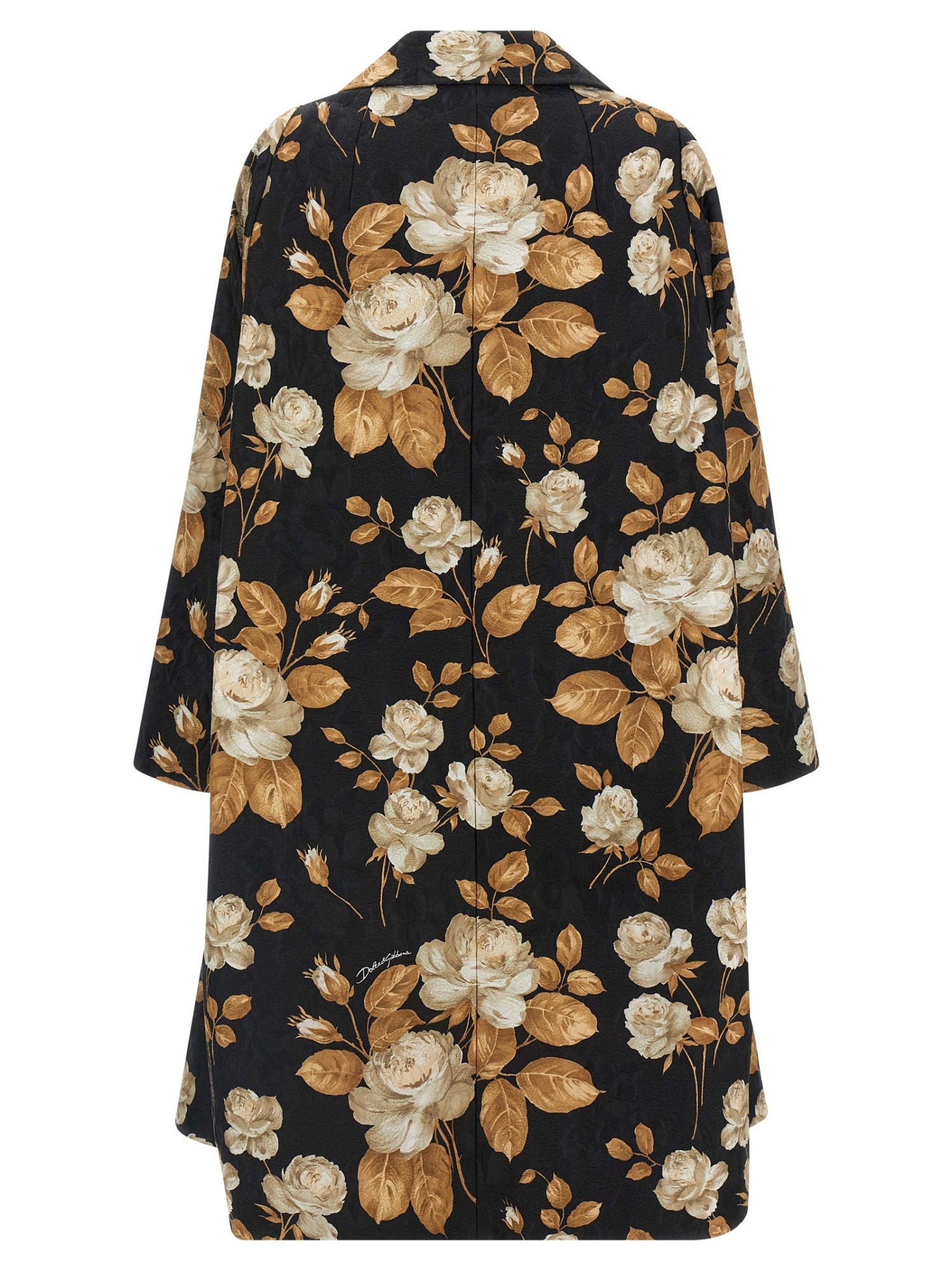 Dolce & Gabbana Embroidered Floral Pattern Coat With Long Sleeves In Black
