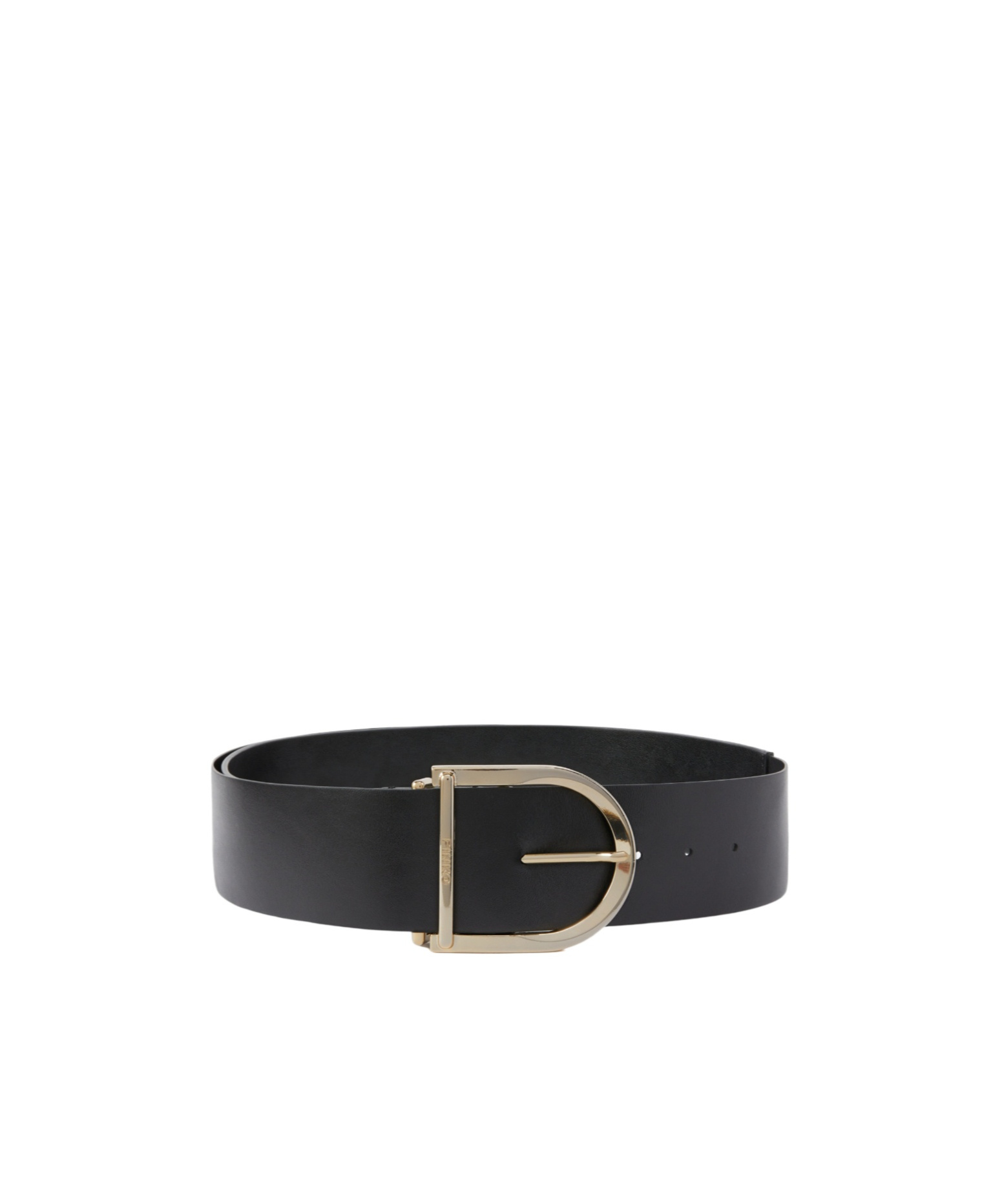 Pinko Leather And Nappa Leather Belt With Maxi Buckle In Black