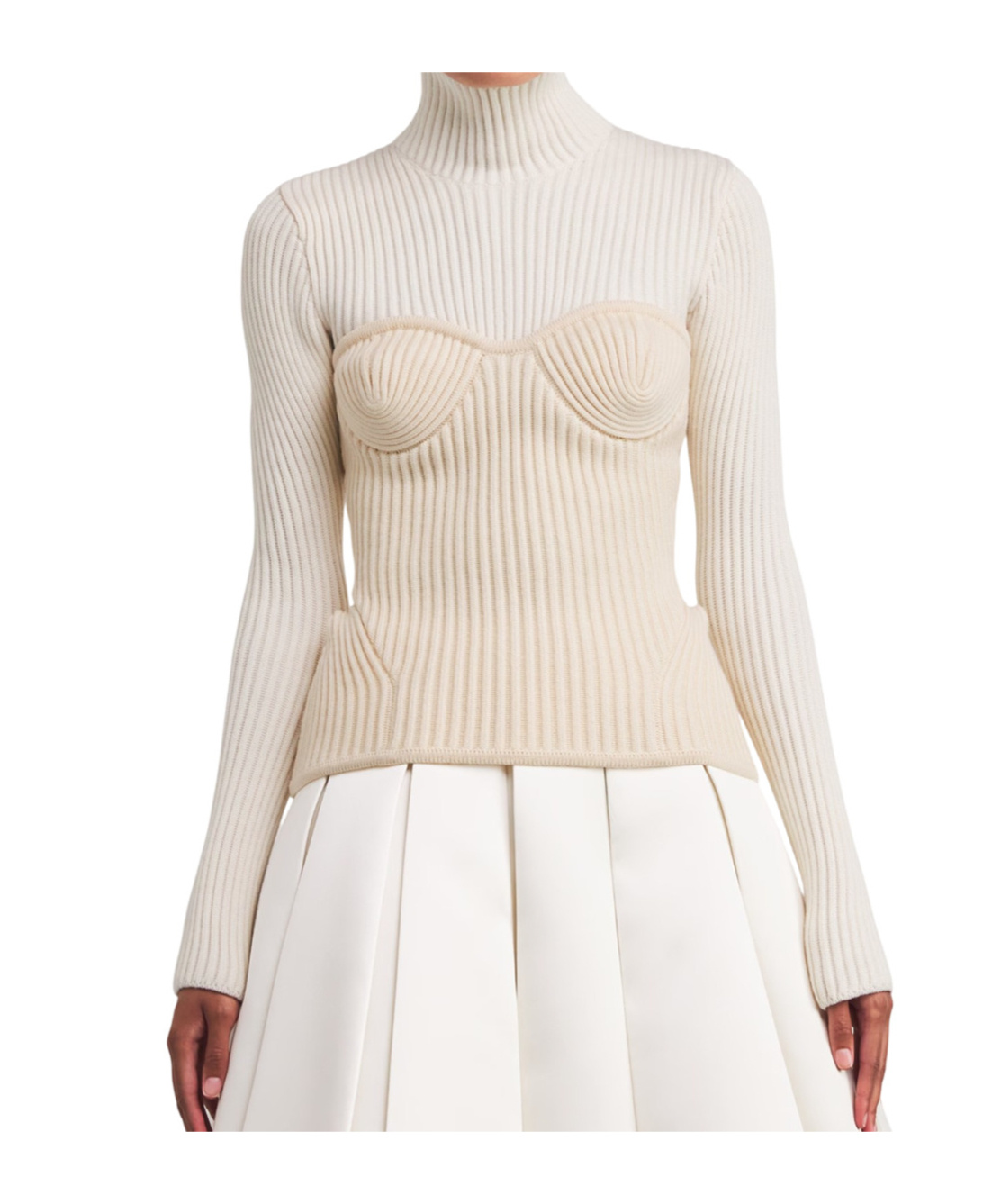 Jean Paul Gaultier Ribbed Knit Pullover Inspiration Corset In Neutral