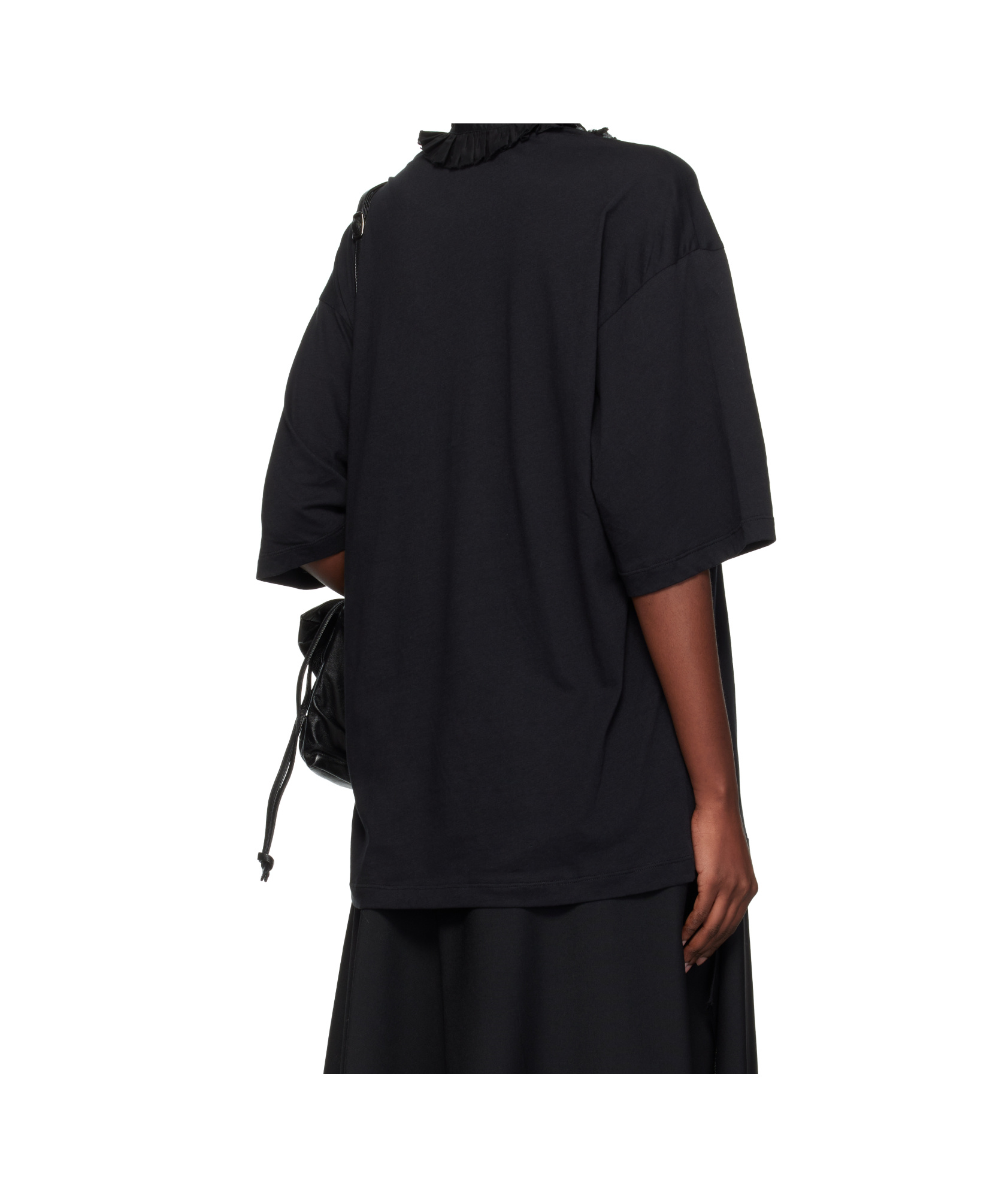 Ann Demeulemeester Agapi Printed High Comfort T-shirt With Detachable Collar In Black