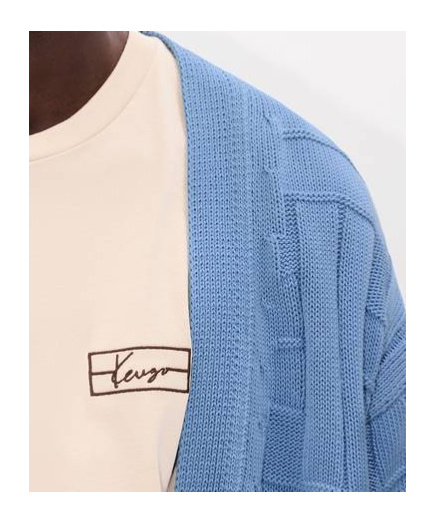 KENZO 'KENZO WEAVE' EMBROIDERED CARDIGAN IN COTTON