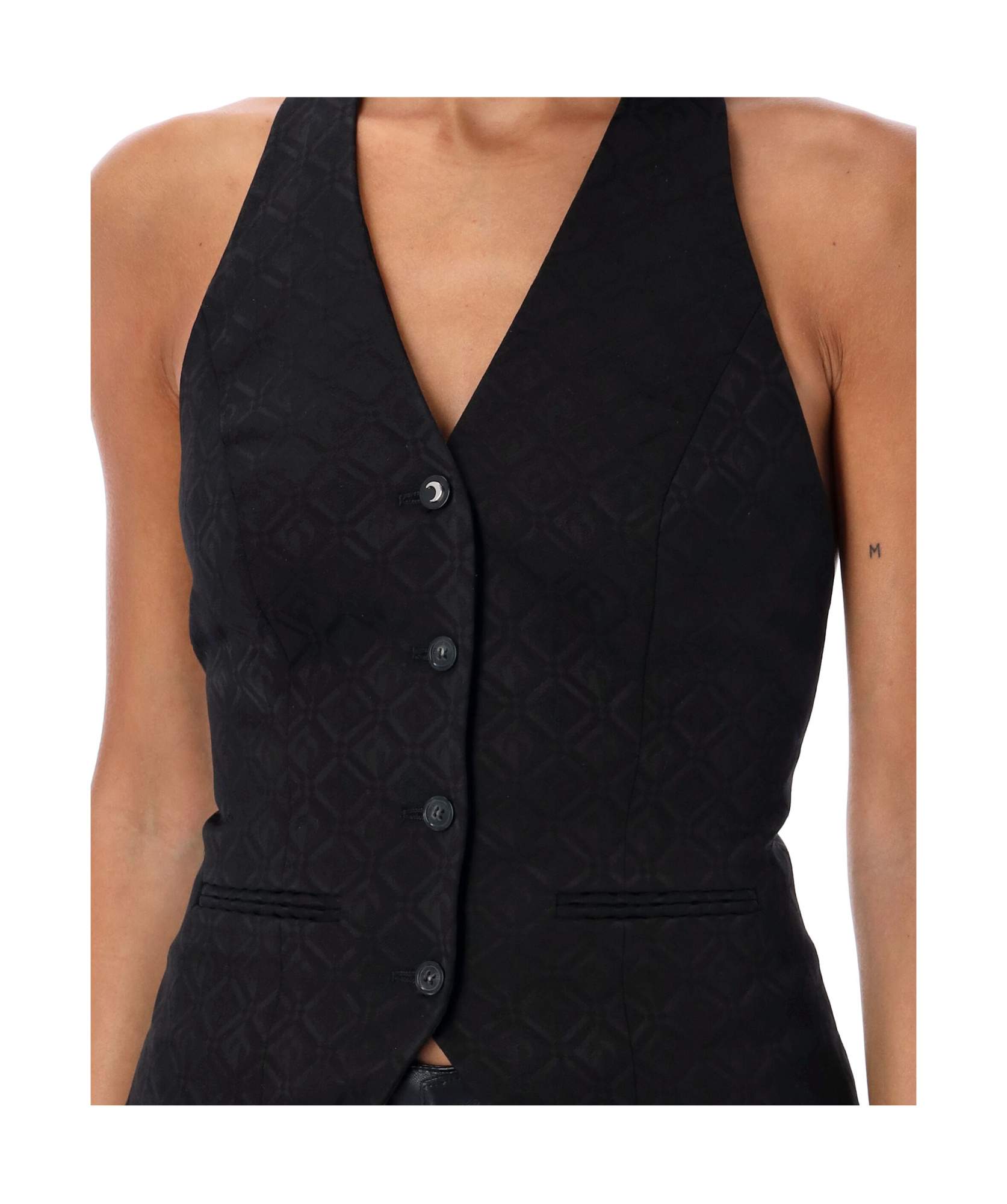 Marine Serre Moon Diamond Jacquard Top In Black