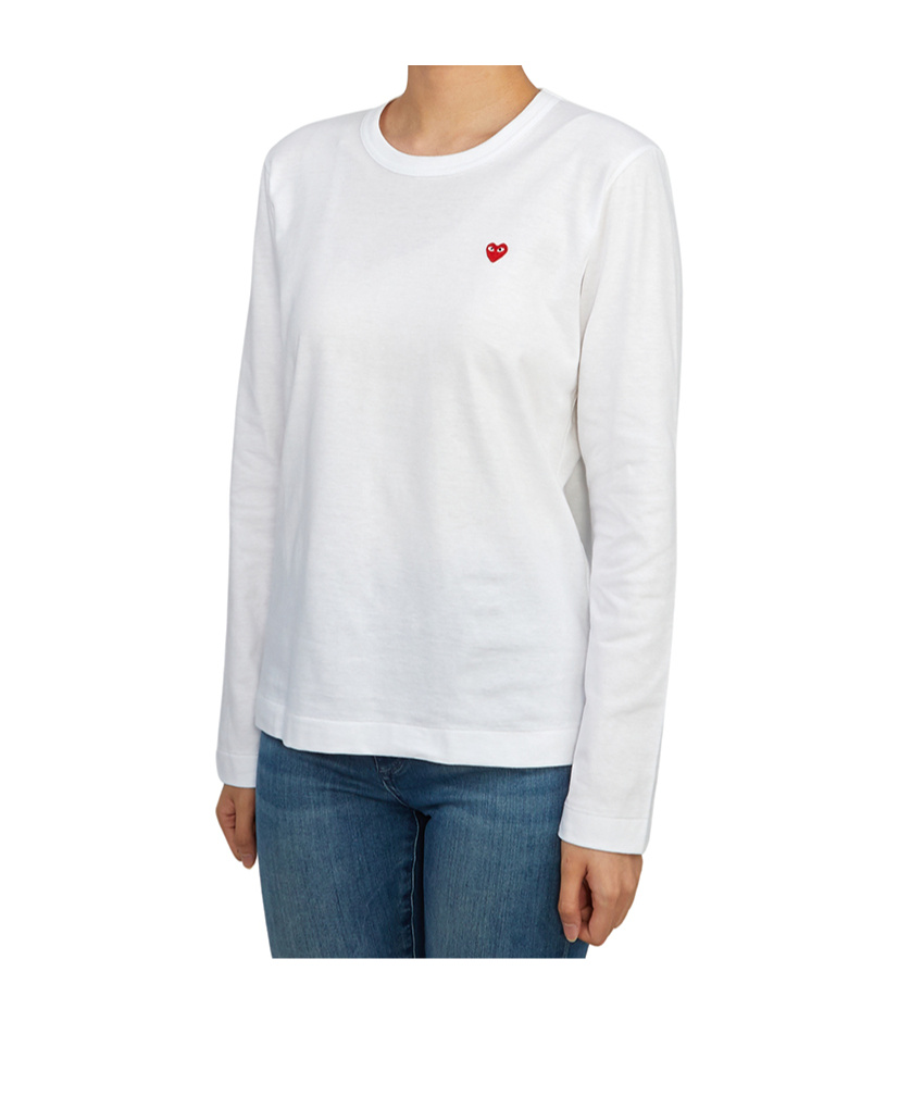 Comme Des Garçons Play Chest Logo-patch T-shirt In White