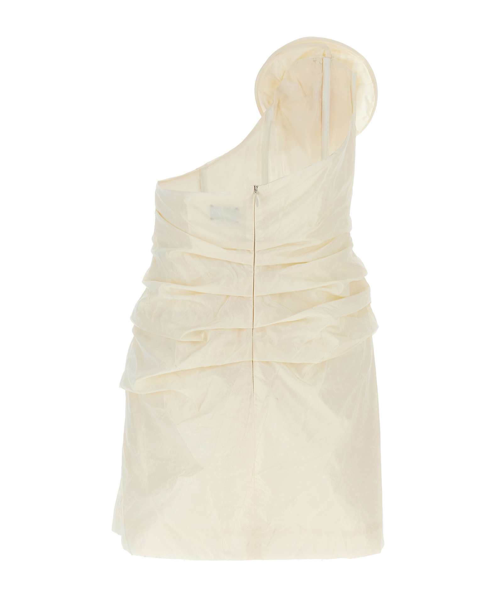 Magda Butrym Asymmetric Off-the-shoulder Silk Taffeta Dress In Neutral