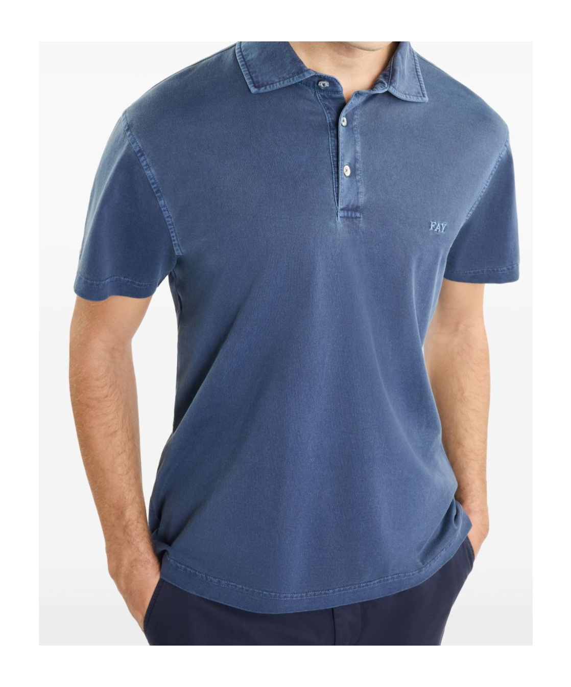 Fay Polo Shirt Collar Short Sleeves In Blue