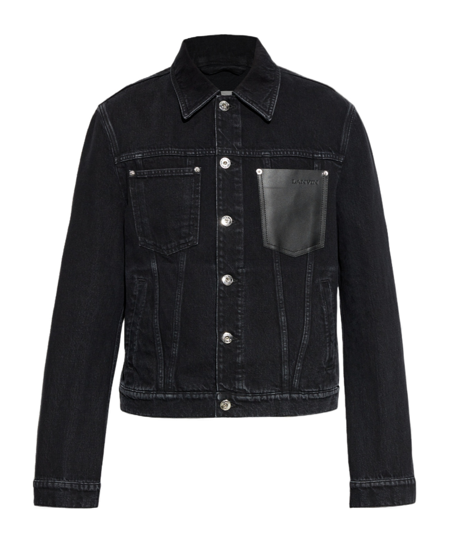 Shop Lanvin Cotton Denim Jacket In Black