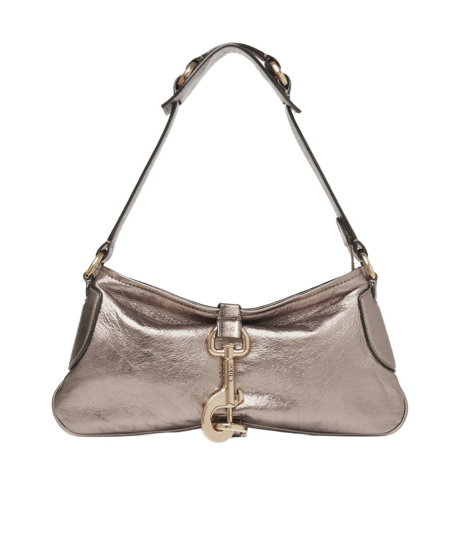 Chloé Sac Porté Épaule Kerala 25 En Cuir Métallisé Femme Gris Taille Onesize 100% Cuir De Veau In Nude