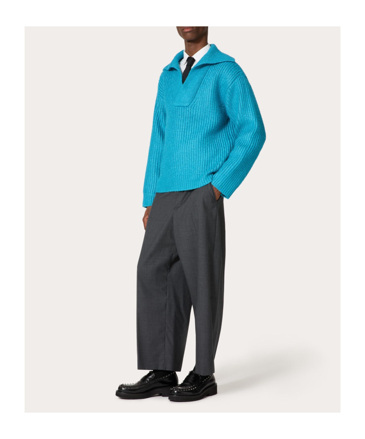 Valentino Garavani Turquoise Silk Blend Sweater In Blue