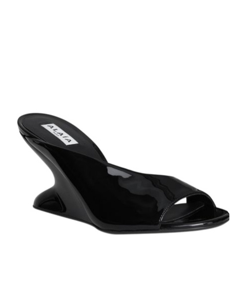 Shop Alaïa Open Toe Wedge Sandals In Black