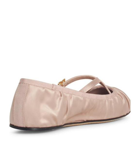 Dolce & Gabbana Satin Ballet Flats Ruched Detailing In Nude