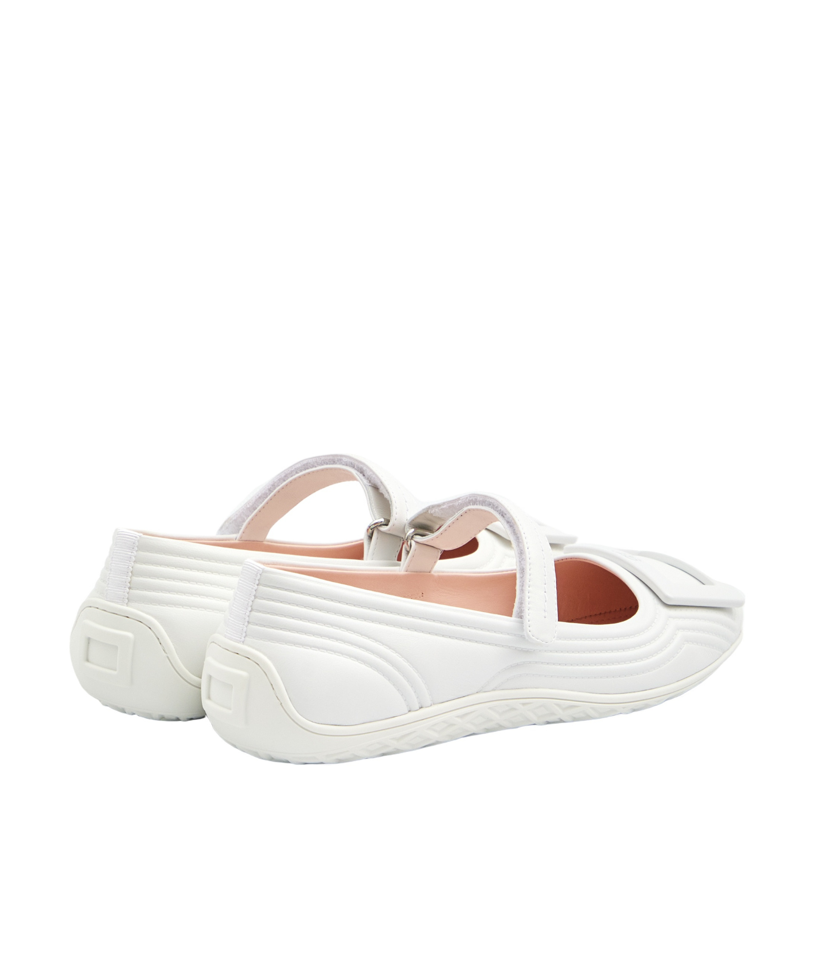 Roger Vivier Low Mary Janes Ballerina In Nappa Leather In White