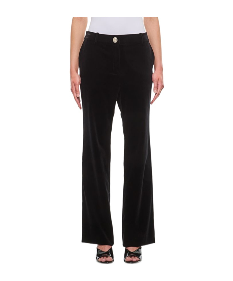 Rabanne High-waisted Velour Trousers In Black