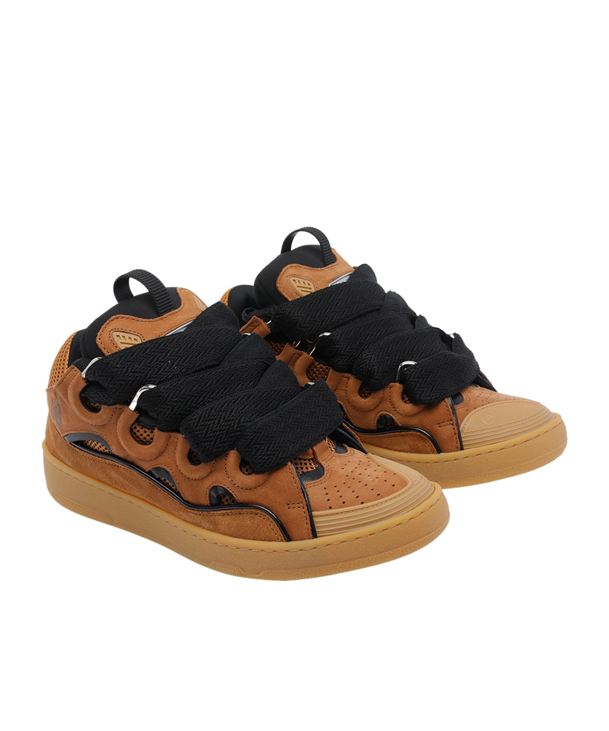 Lanvin Suede Sneakers With Rubber Sole And Pull Tab In Brown