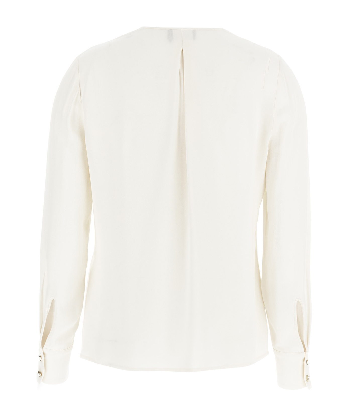 Shop Elisabetta Franchi Lace-up Georgette Blouse In White