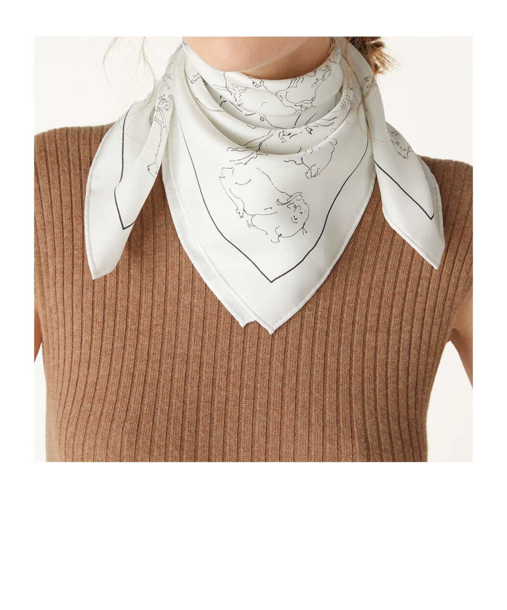 Loro Piana Square Silk Scarf In White/black