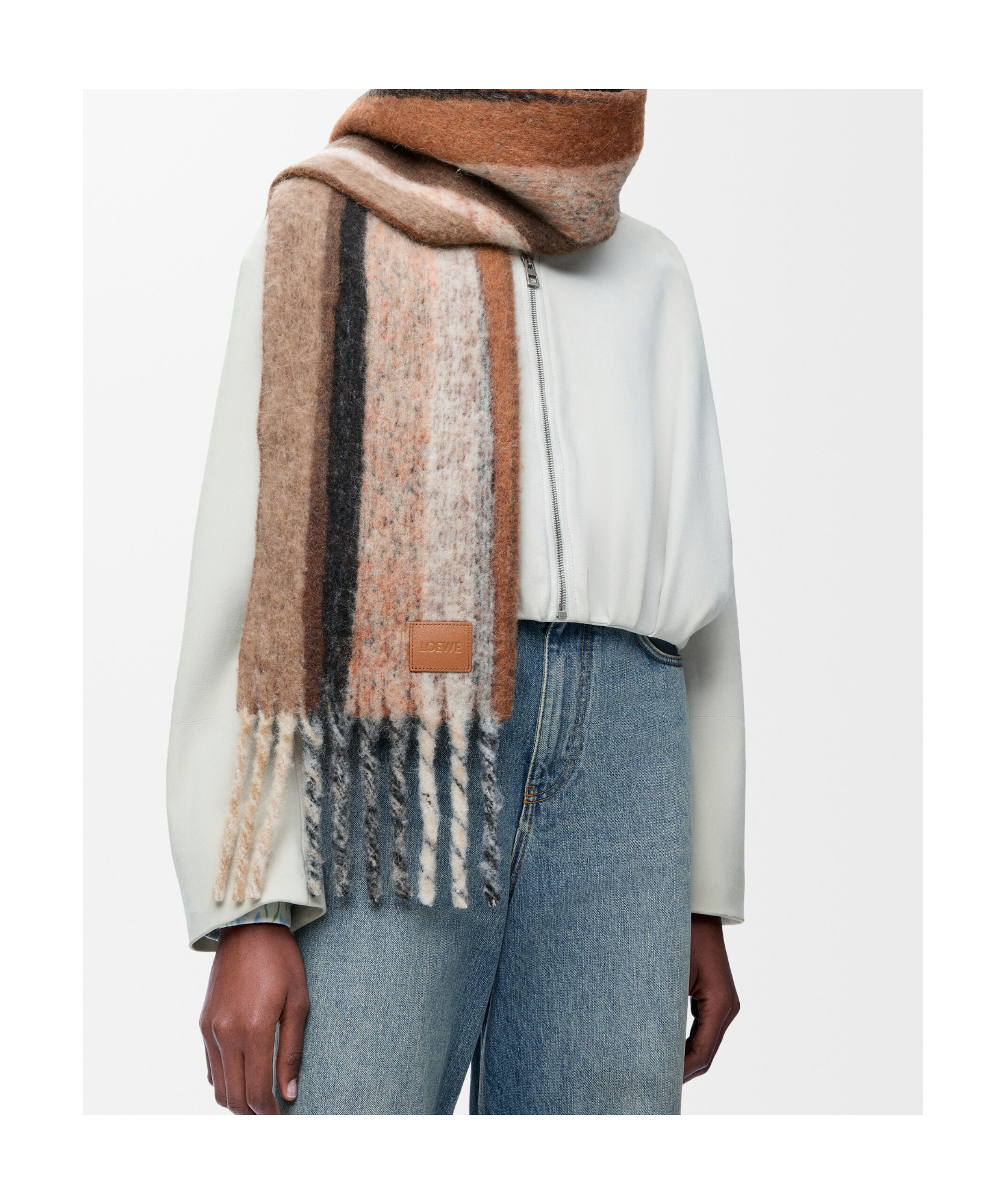 Loewe Alpaca-wool-blend Jacquard Stripe Scarf In Multi