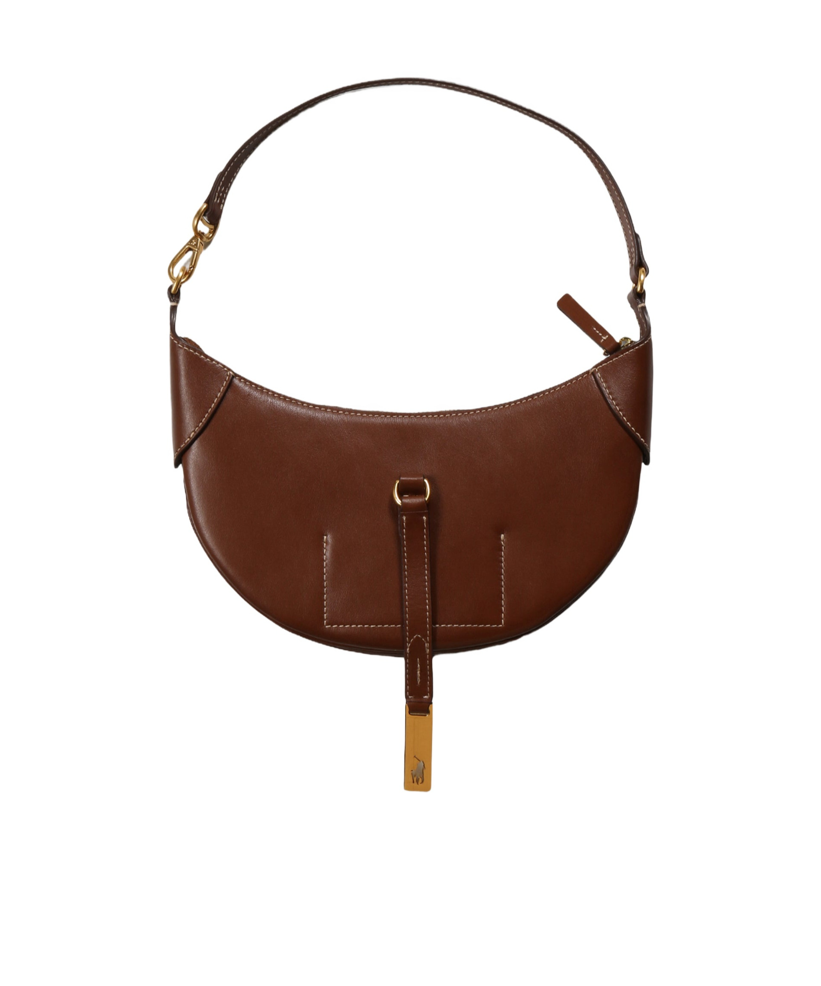 Shop Polo Ralph Lauren Logo Plaque Zipped Mini Shoulder Bag In Brown