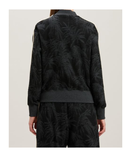 Palm Angels Logo Leather Effetc Track Bomber Jacket In Black