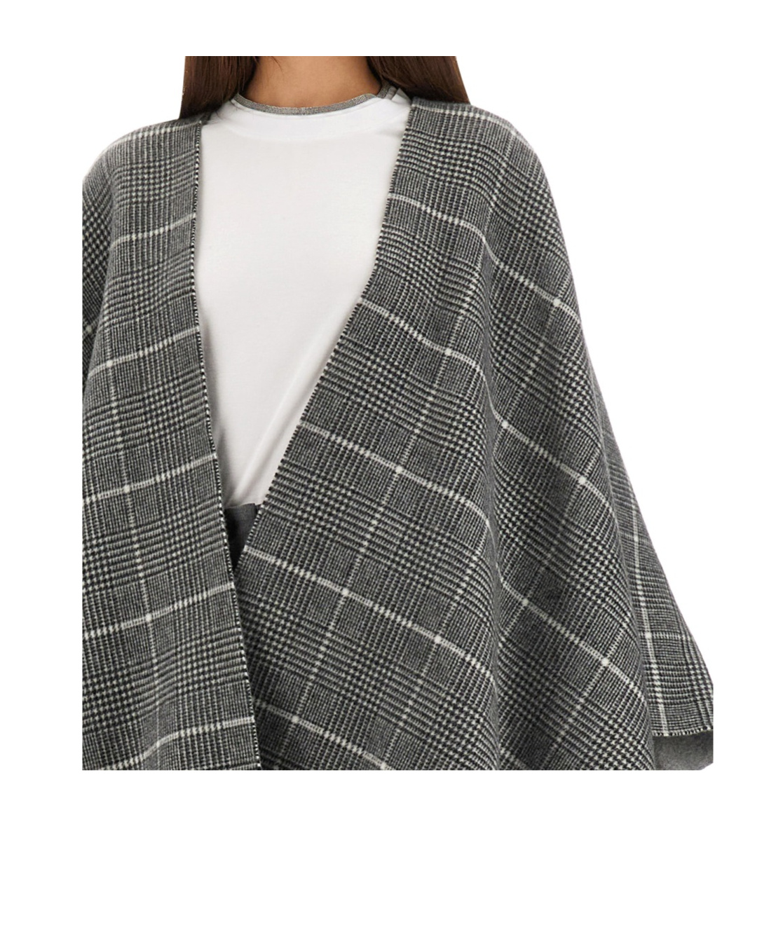 Brunello Cucinelli Reversible Fringed Poncho In Black