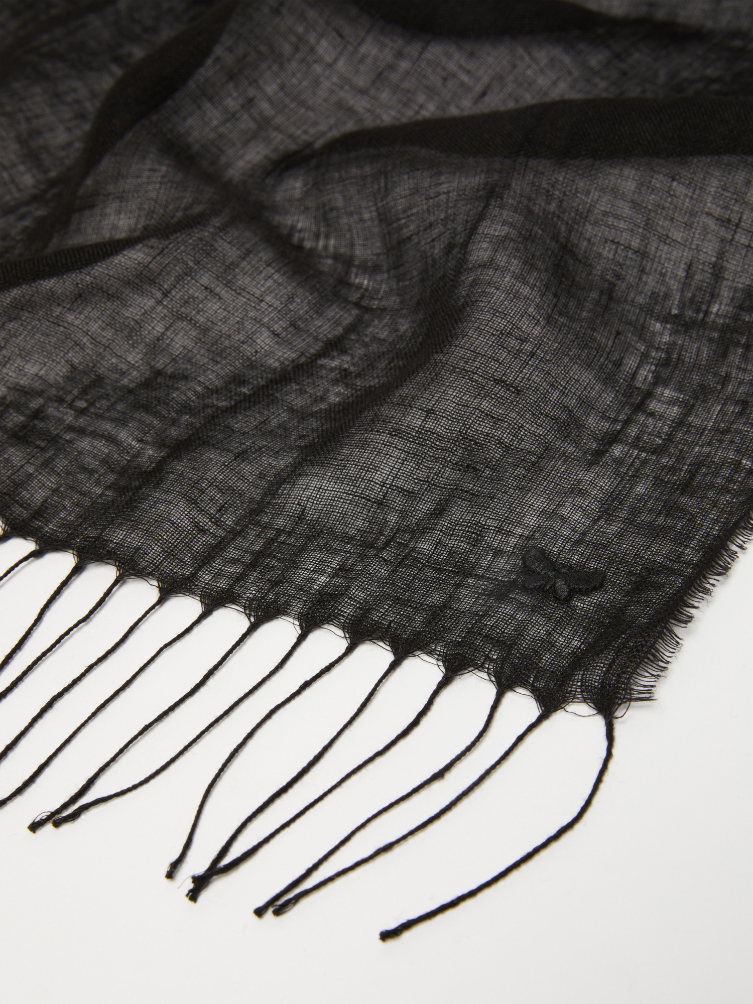 Weekend Max Mara Fringed Scarf In Black